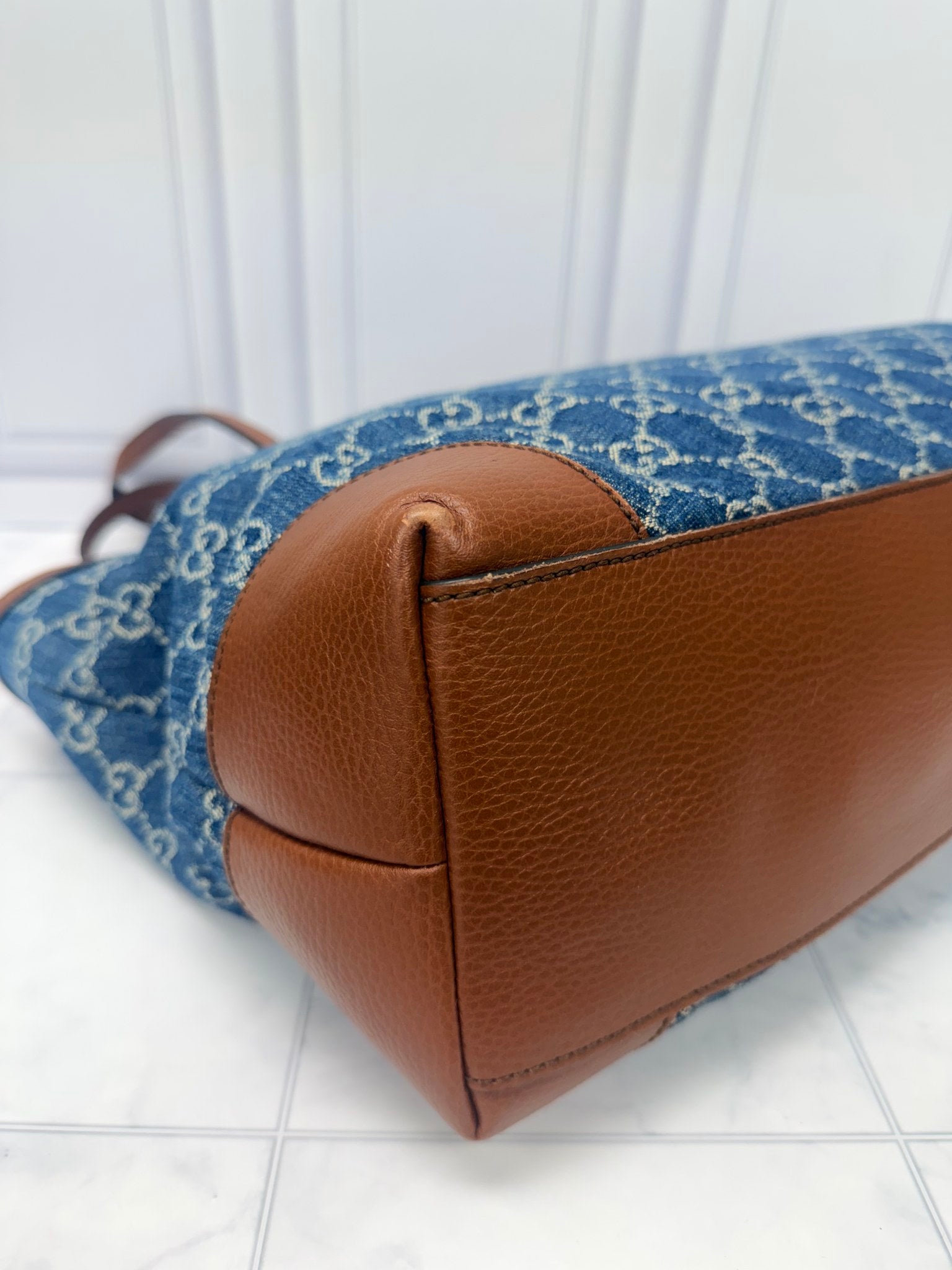 Gucci Blue Denim GG Tote Bag