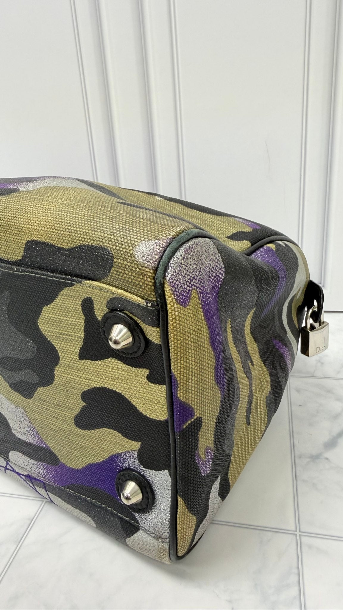 Christian Dior Multicolor Camouflage Canvas Boston Bag