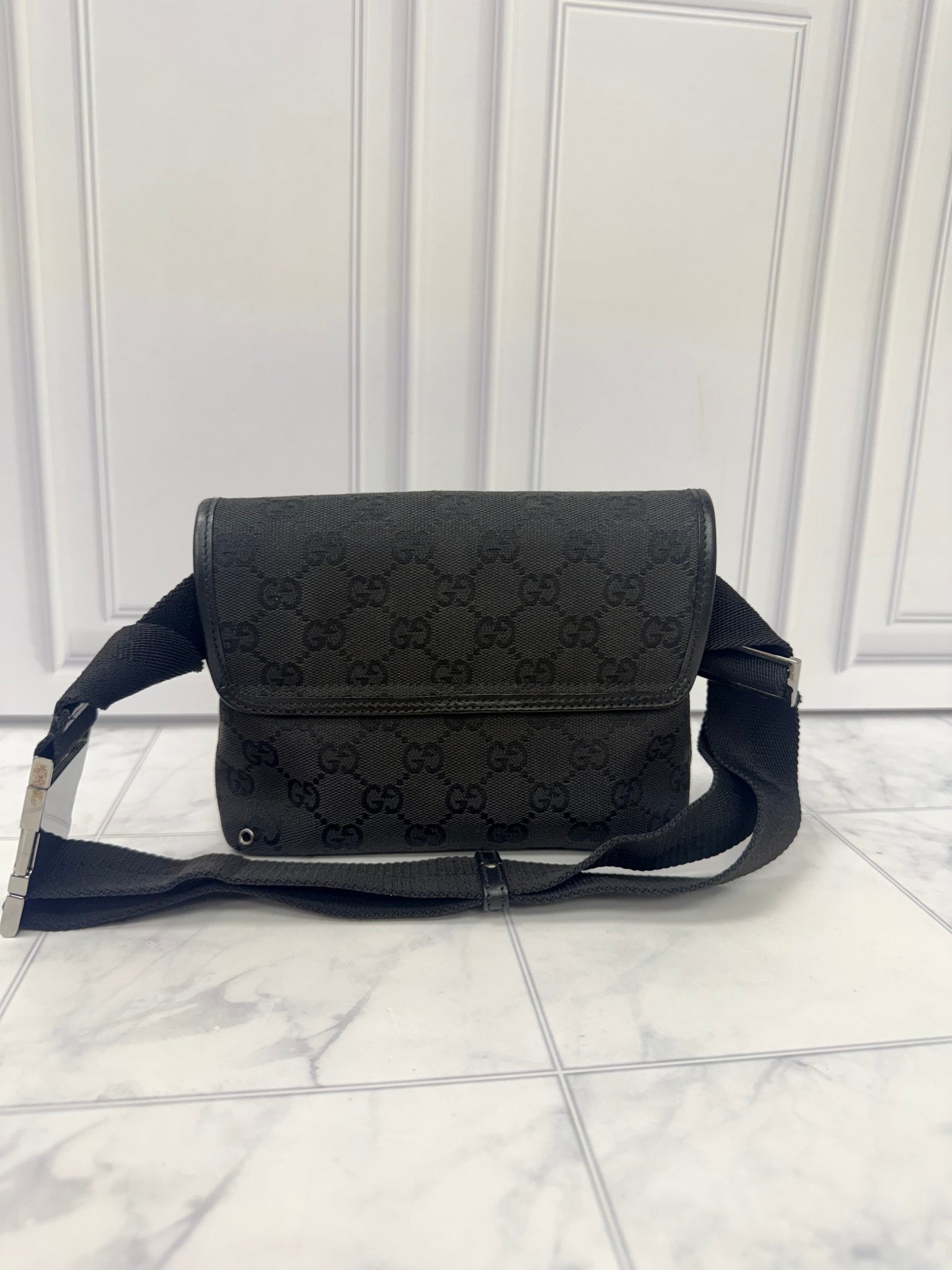 Gucci Black GG Canvas Belt Bag