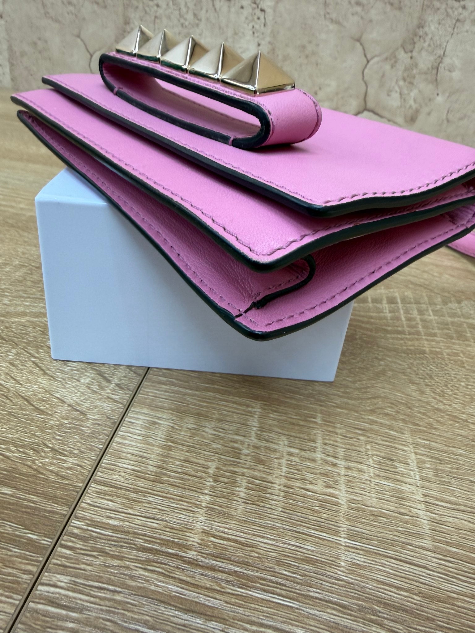 Valentino Pink Leather Rockstud Va Va Voom Shoulder Clutch