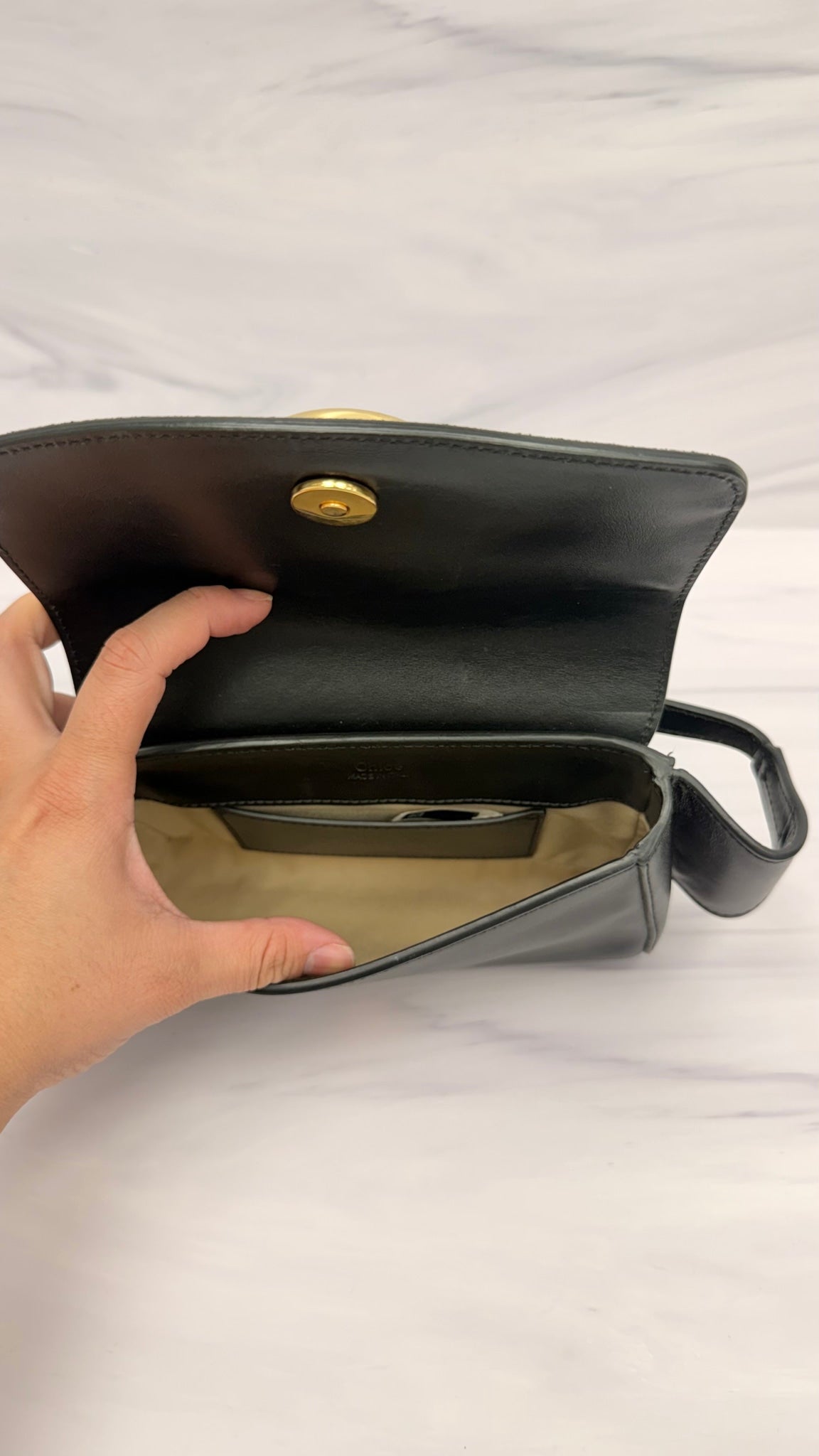 Chloe Black Leather C Belt Bag