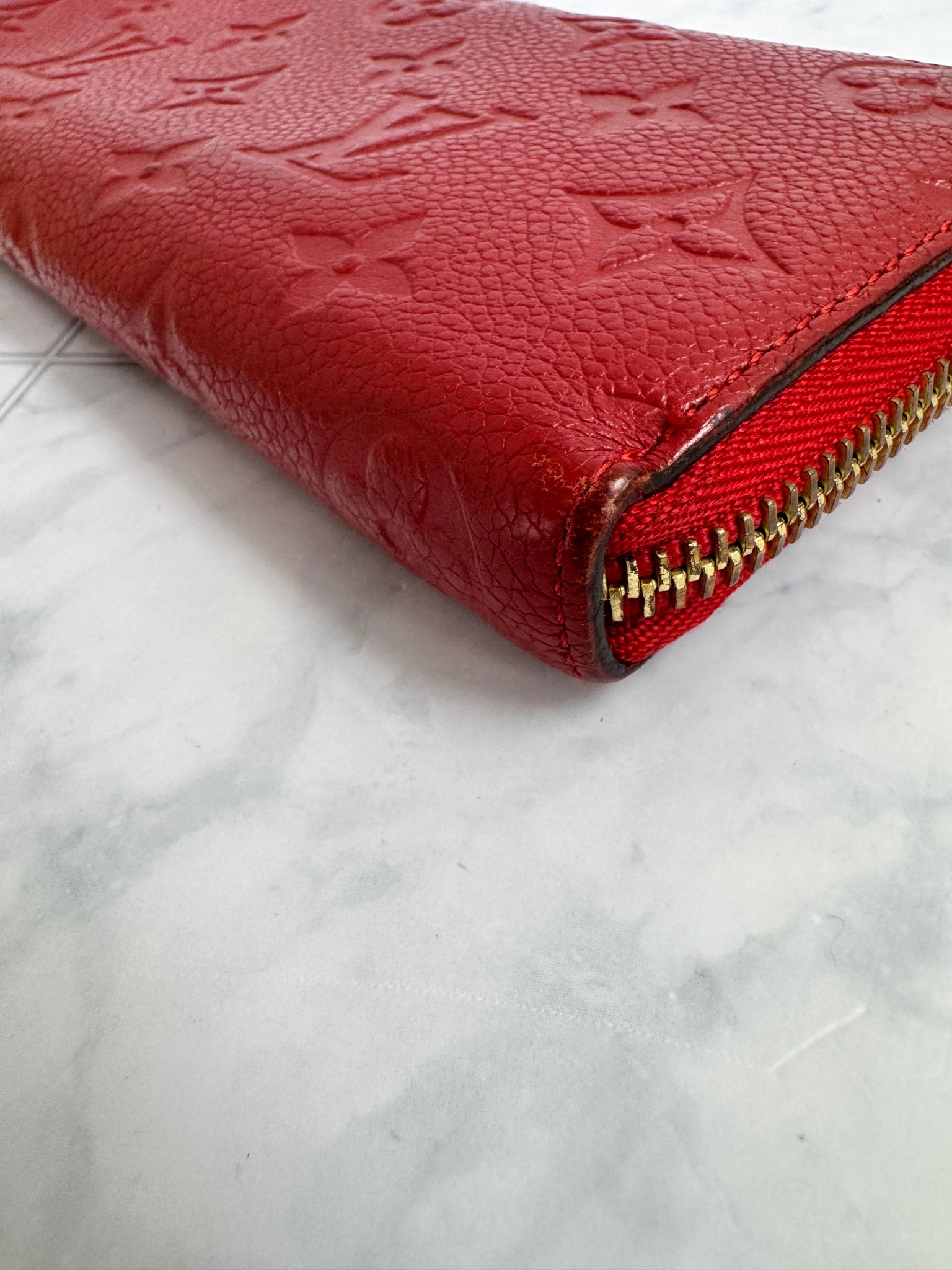 Louis Vuitton Red Empreinte Clemence Long Zippy Wallet