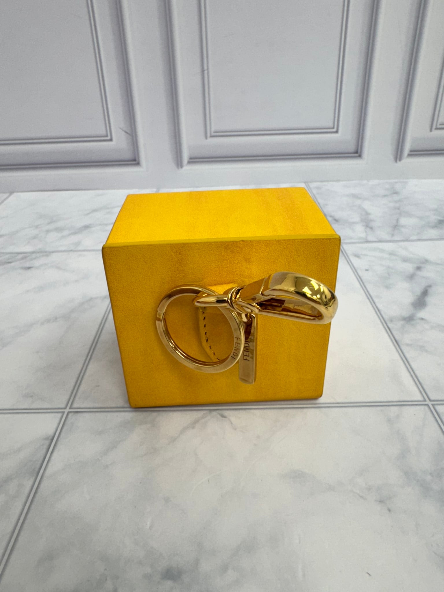 LIKE NEW - Fendi Yellow Leather Roma Mini Box Charm