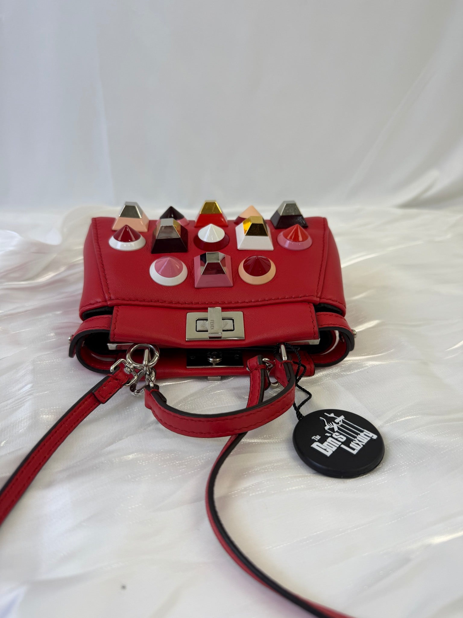 Fendi Red Leather Peekaboo Micro Bag