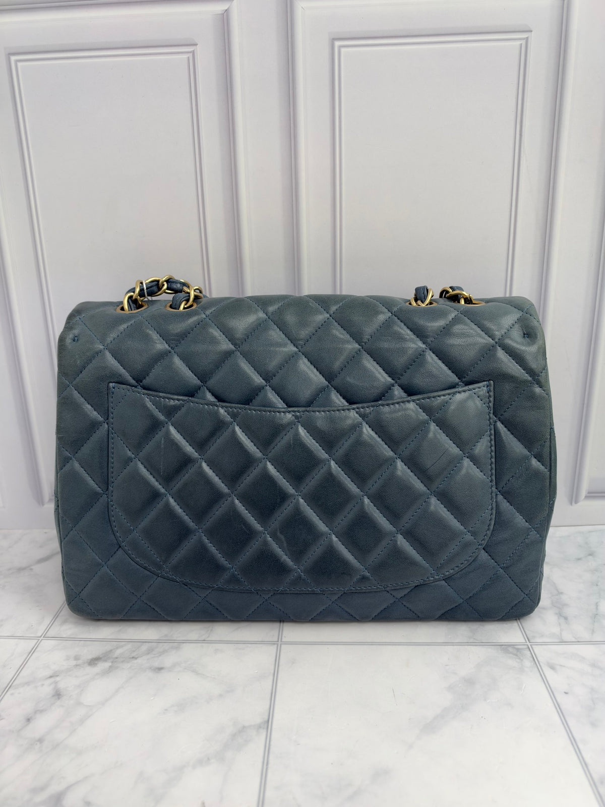 Chanel Teal Quilted Lambskin Jumbo Classic Flap Bag