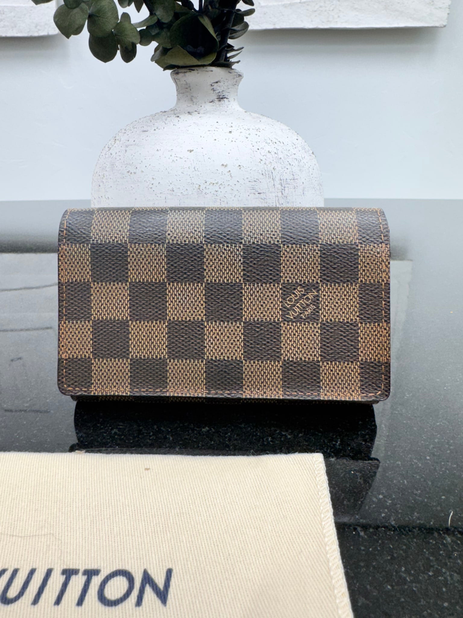 Louis Vuitton Damier Ebene Porte Monnaie Tresor Compact Wallet