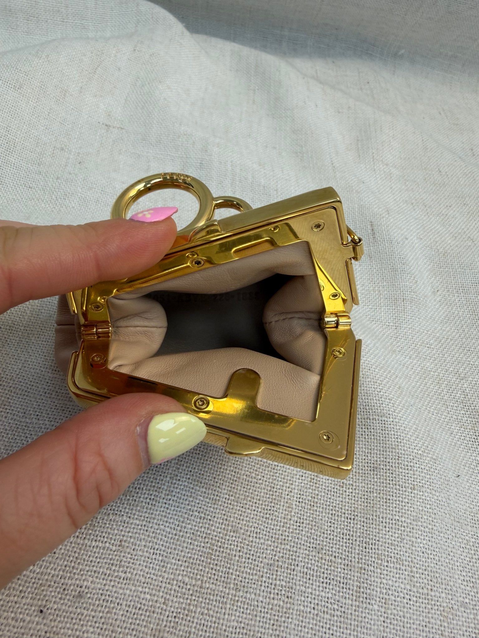 Fendi Cream Leather Nano First Bag Charm