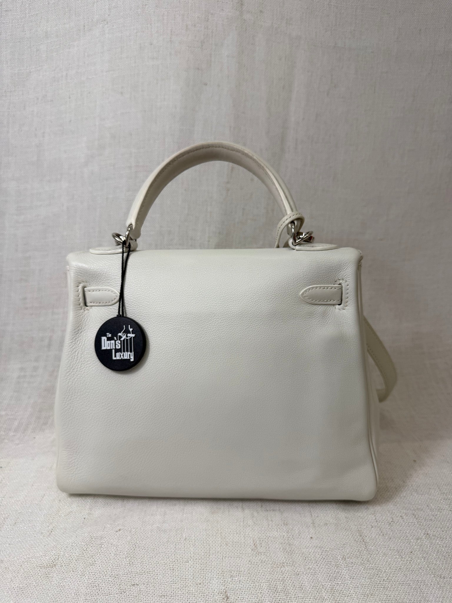 Hermes White Swift Leather Kelly 25 Hand Bag