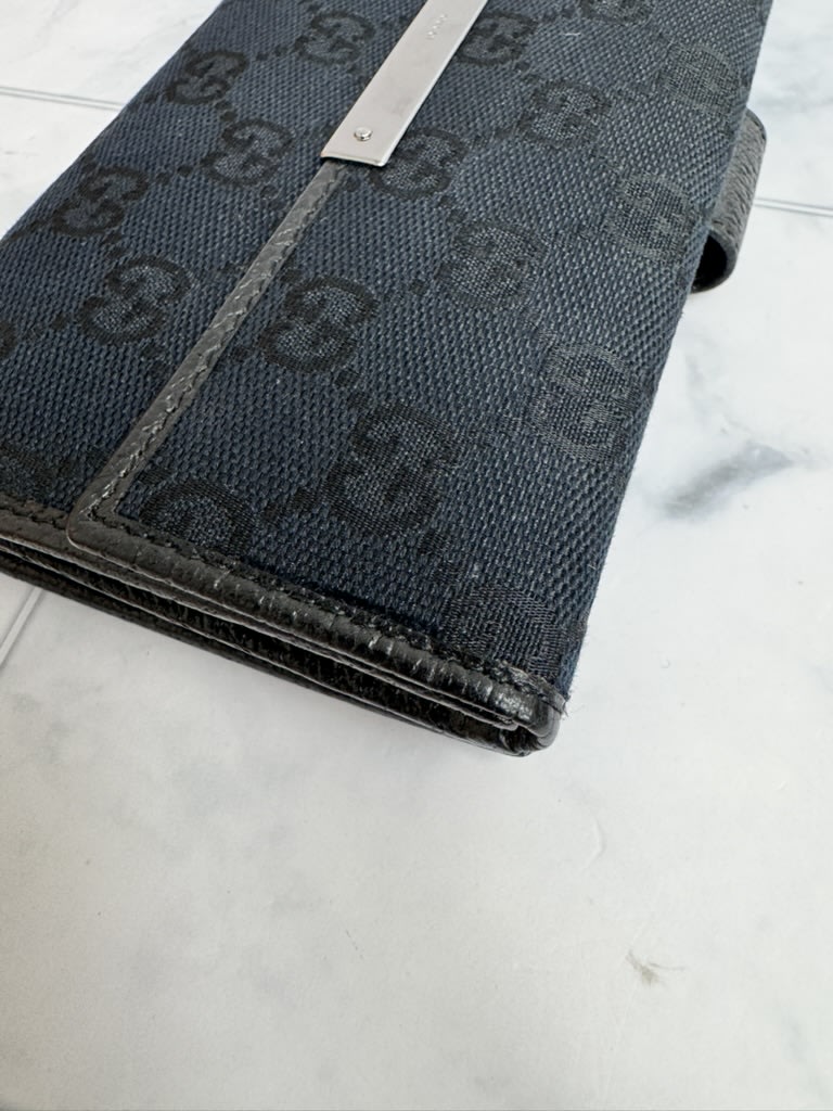 Gucci Black GG Supreme Canvas Long Wallet
