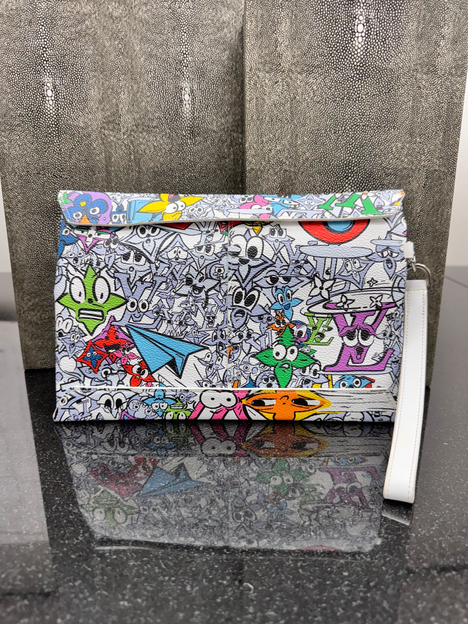 Louis Vuitton White Multicolor Monogram Comics Envelope Pouch