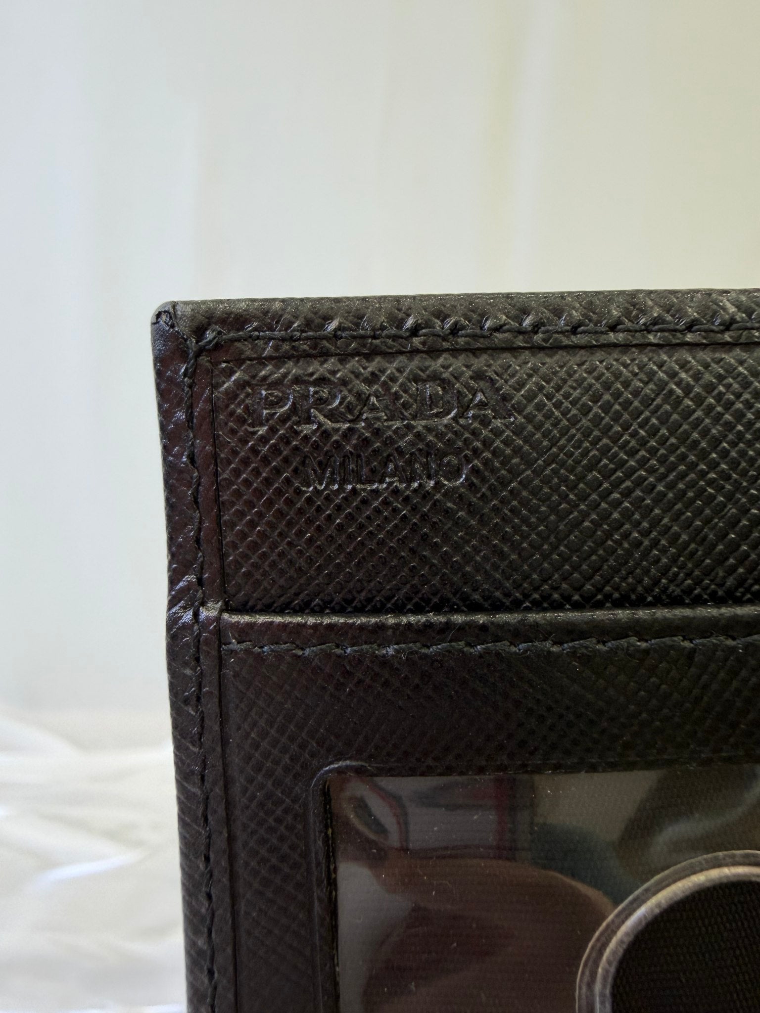 Prada Black Saffiano Leather ID Card Case