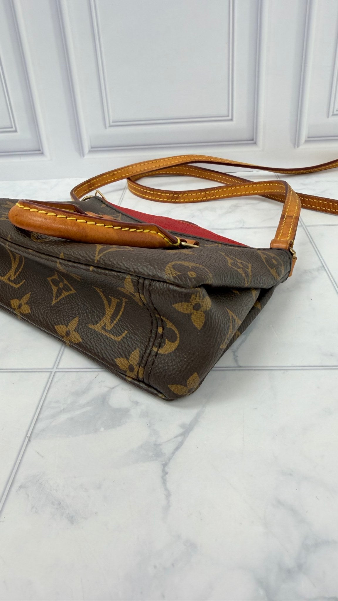 Louis Vuitton Red Monogram Nano Pallas 2Way Handbag