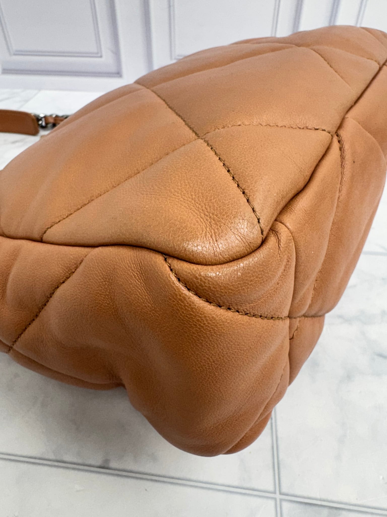 Chanel Camel Quilted Lambskin Chanel 19 Medium Flap Bag