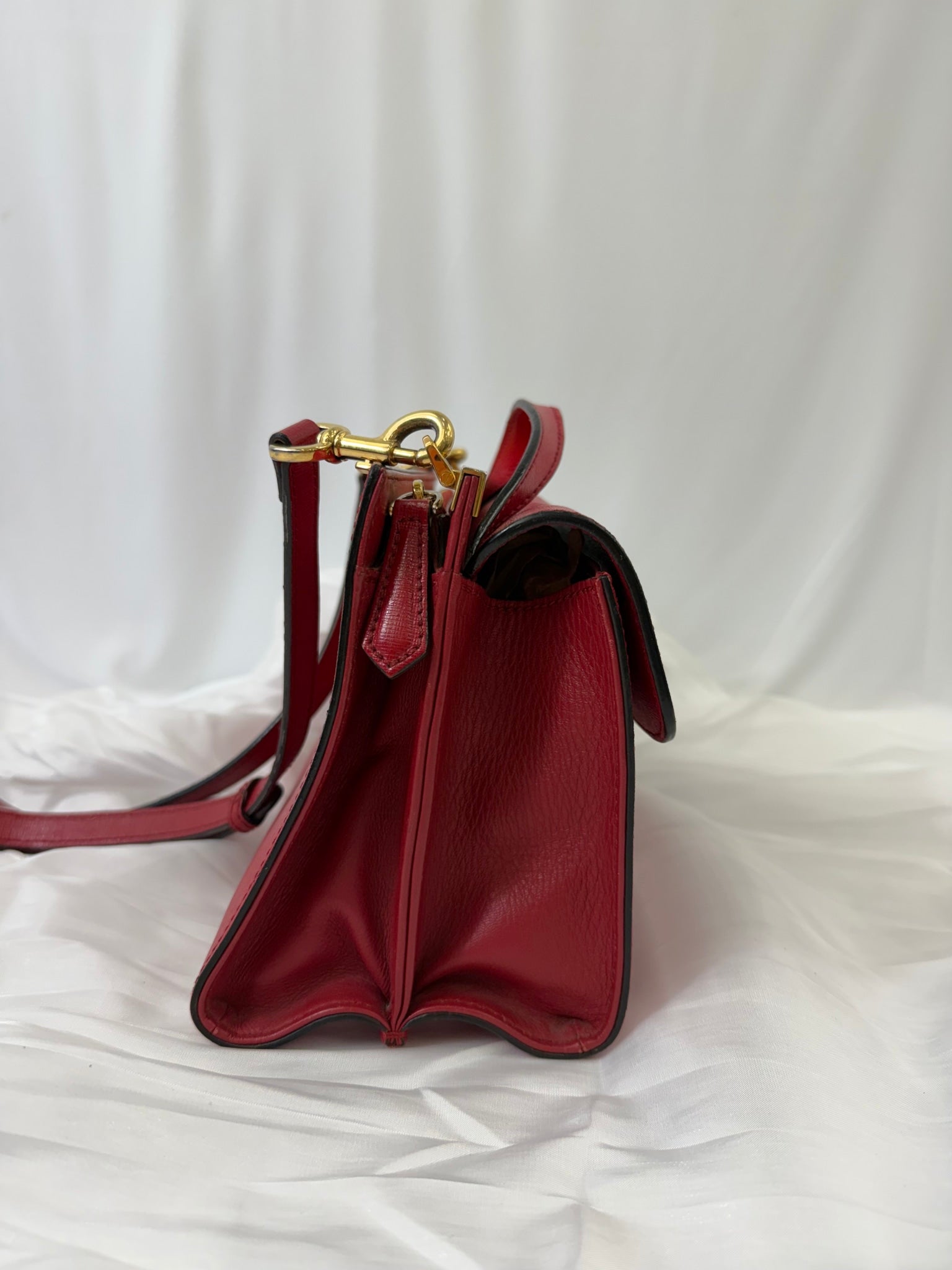 Fendi Red Leather Demi Jour Two Way Bag