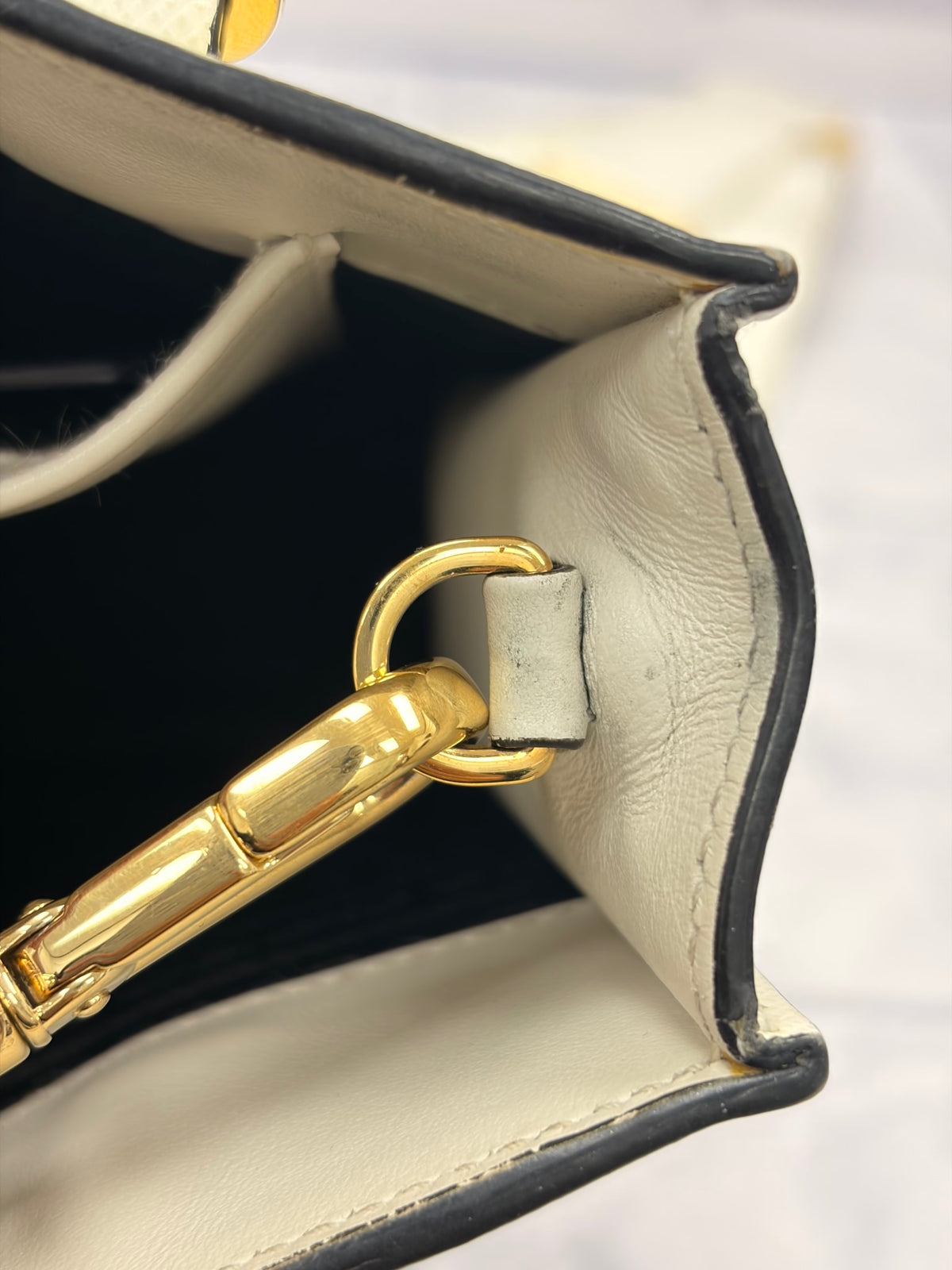 Prada Off White Saffiano Leather Mini Tote Bag