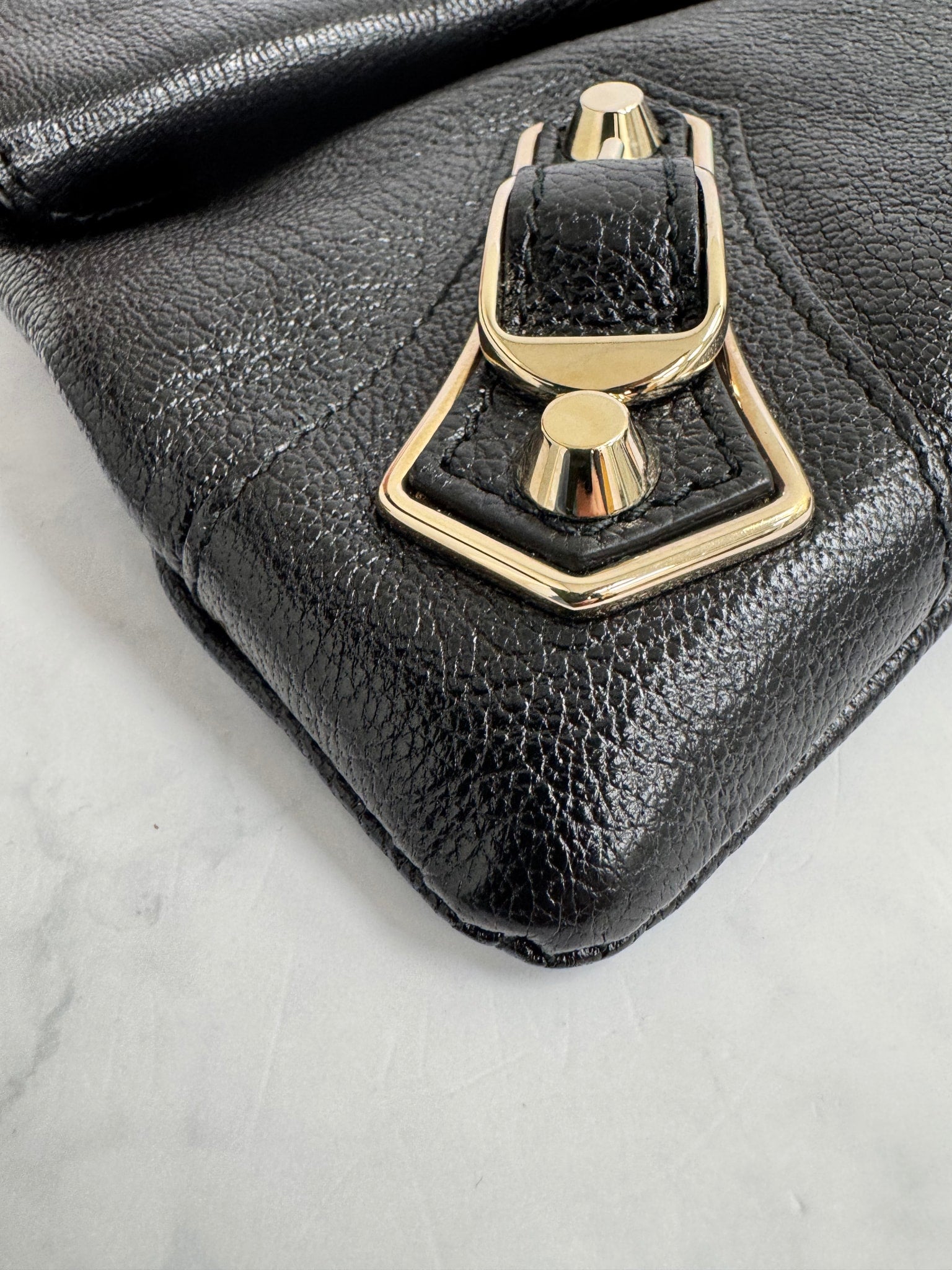 Balenciaga Black Grained Leather Clutch