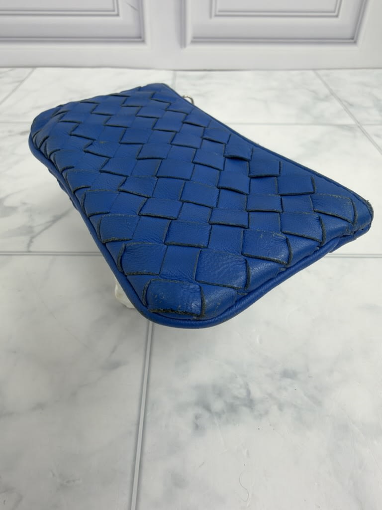 Bottega Veneta Blue Intrecciato Leather Coin Purse