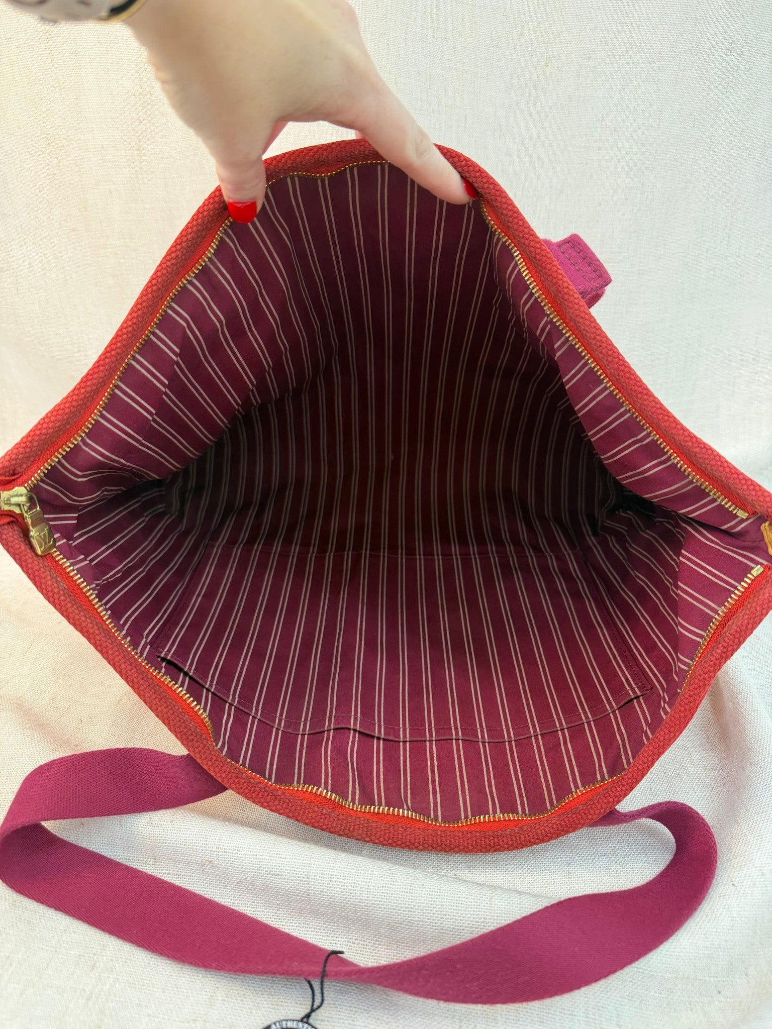 Louis Vuitton Red Canvas Antigua Cabas GM Tote Bag