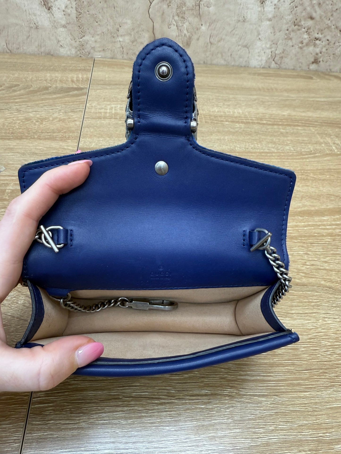 Gucci Blue Velvet Mini Dionysus Super Crossbody Bag