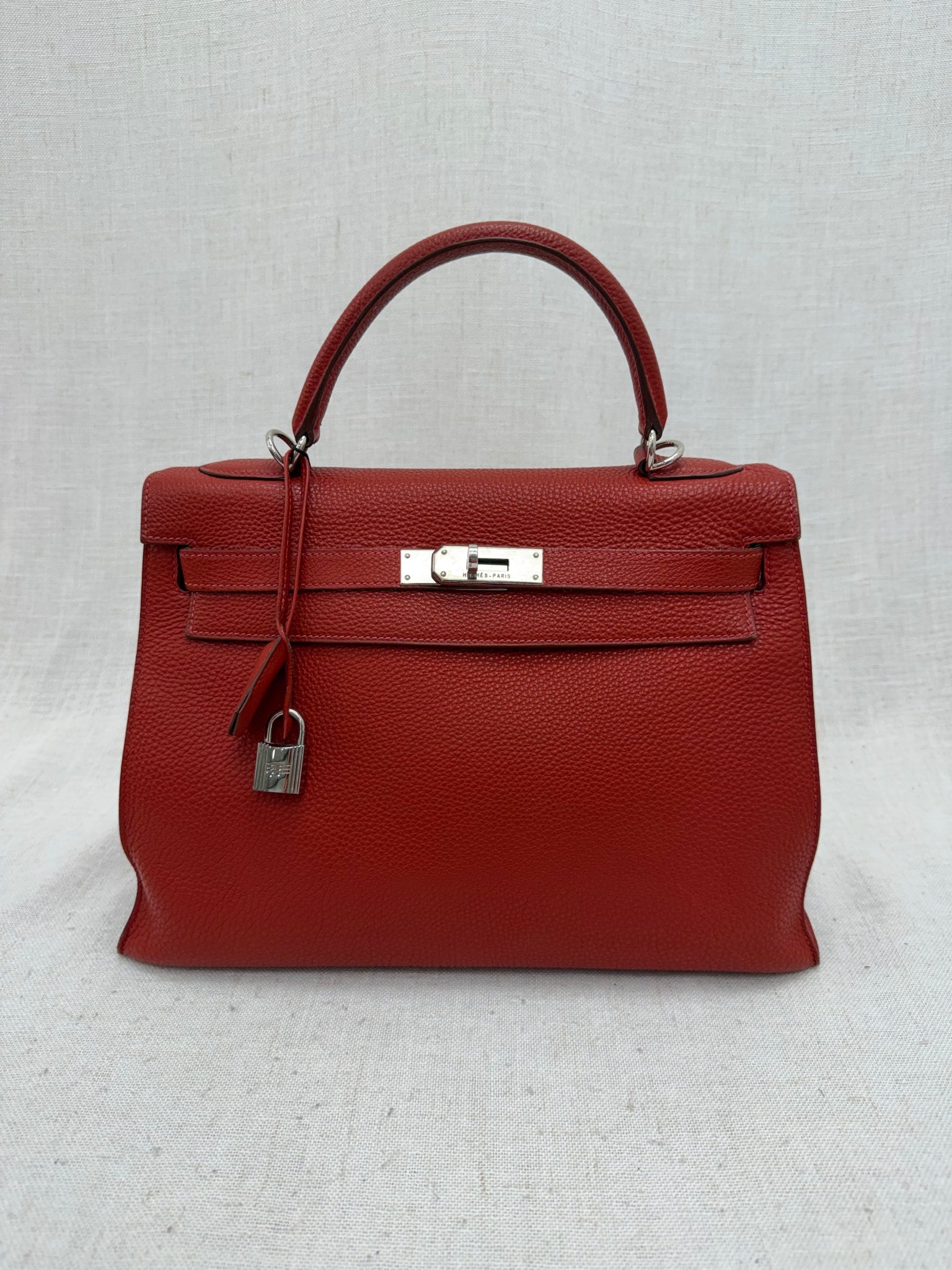 Hermes Rouge Vif Red Togo Leather Kelly Sellier 32