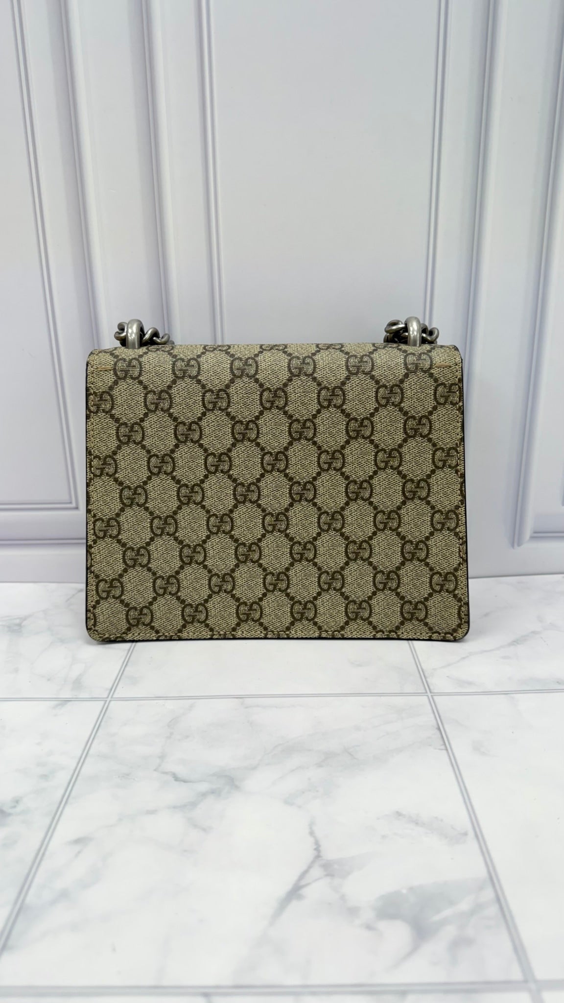 Gucci Brown GG Supreme Canvas & Suede Mini Dionysus Chain Bag