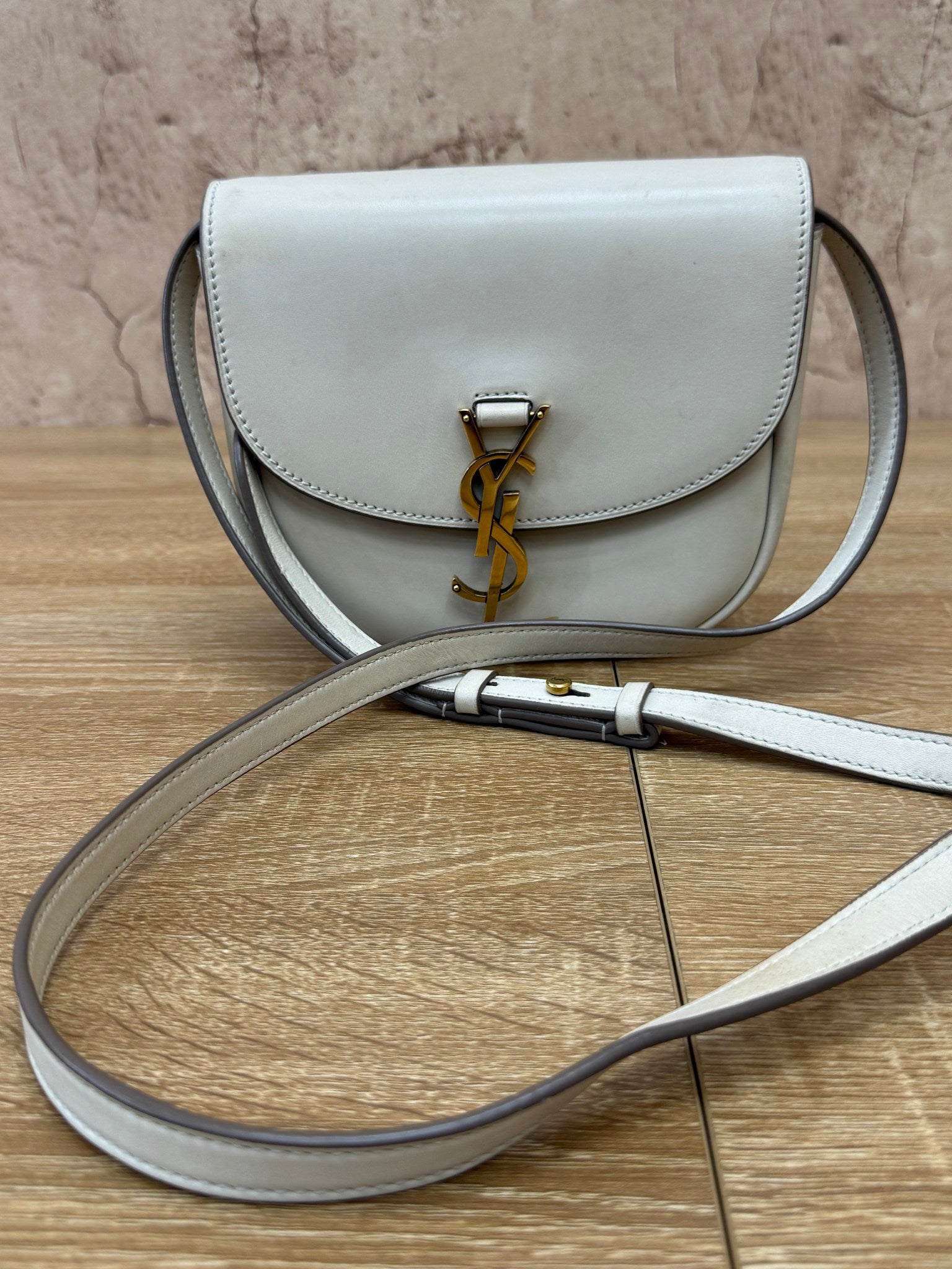 Saint Laurent YSL Beige Leather Kaia Satchel Bag