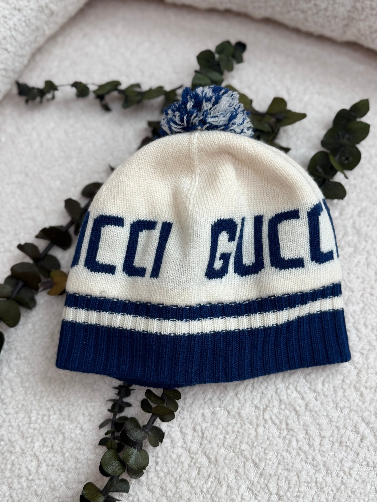 Gucci Blue And White Knit Children's Beanie Hat