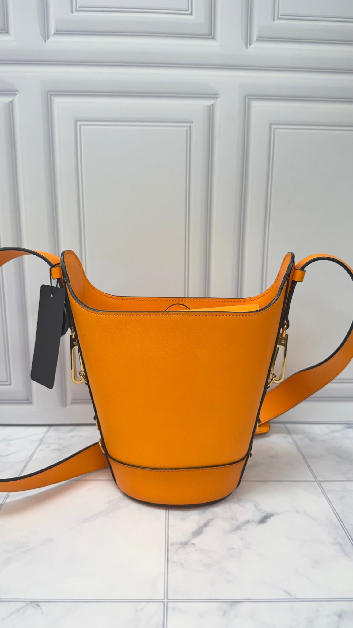 Fendi Orange Leather Bucket Bag