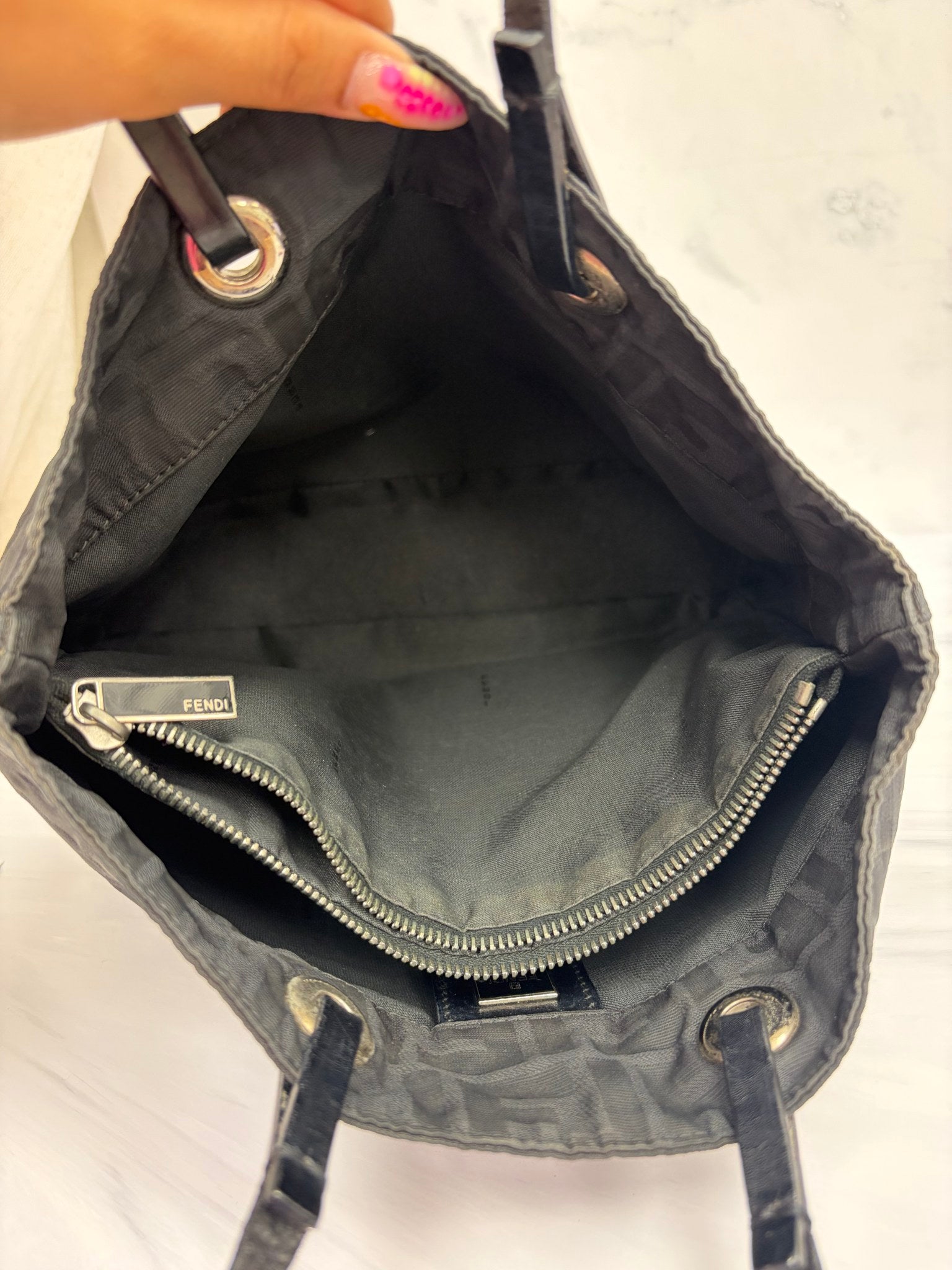 Fendi Black Zucca Canvas Tote Bag