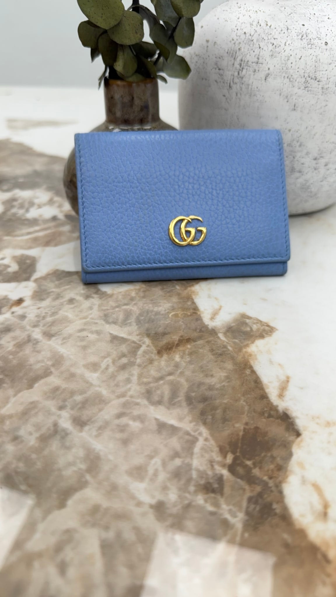 Gucci Blue Leather Marmont Card Case