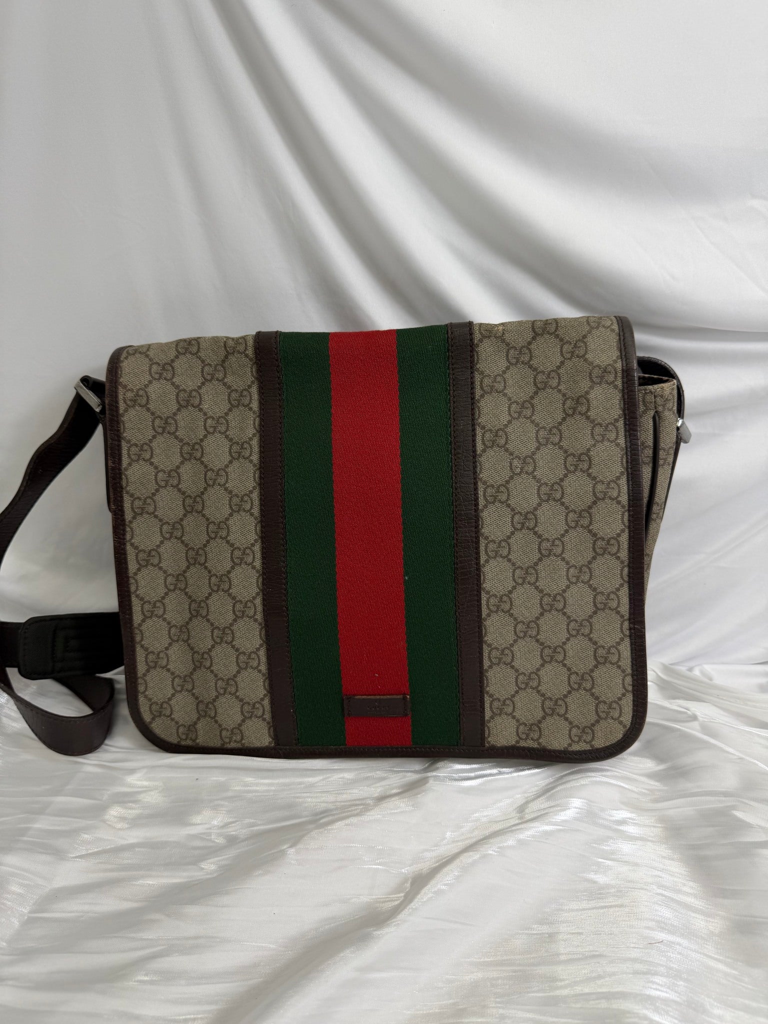 Gucci Brown GG Coated Canvas Web Messenger Bag