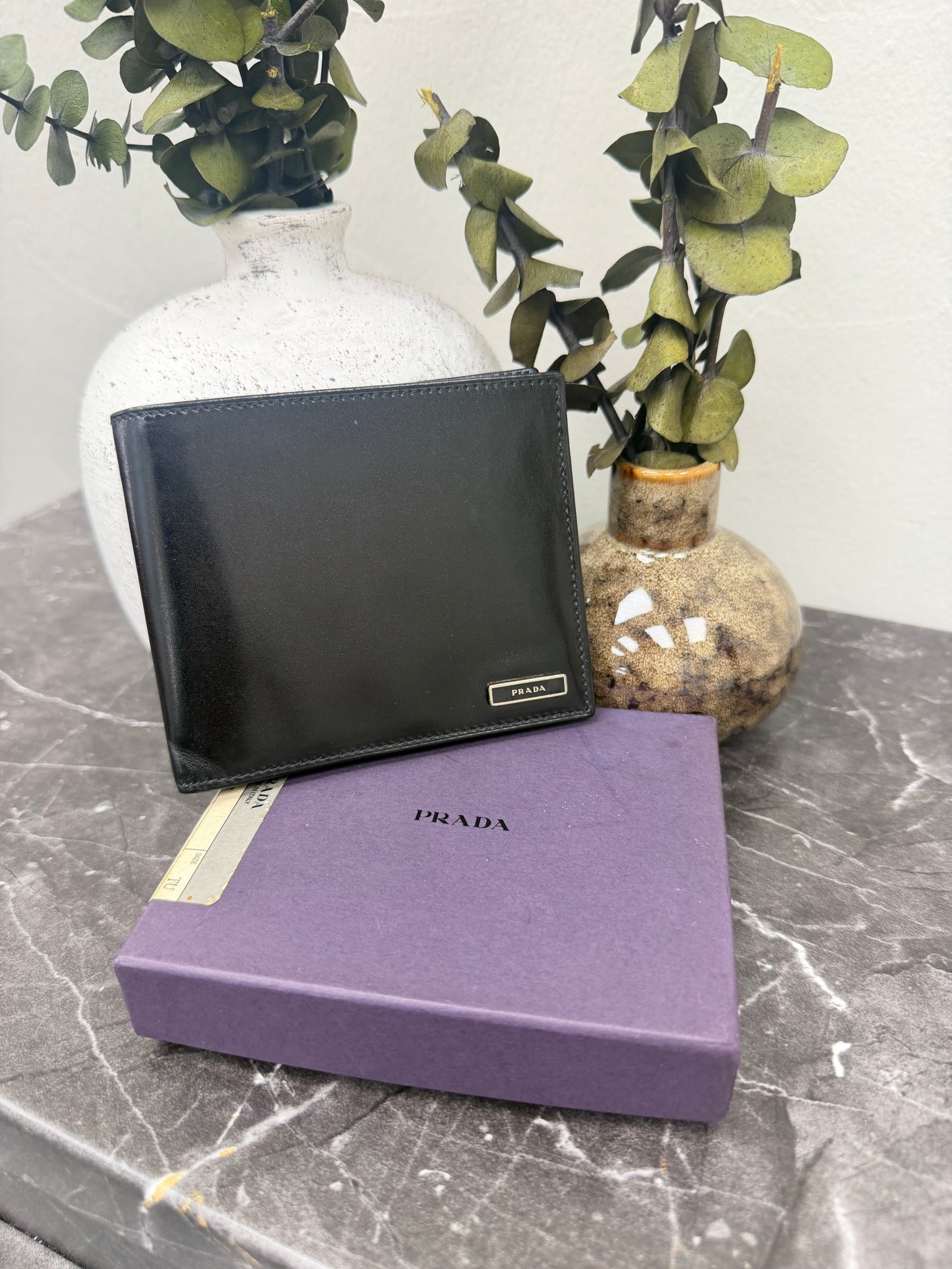 Prada Black Leather Bifold Wallet