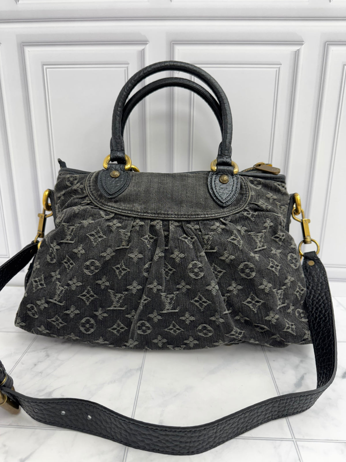 Louis Vuitton Black Denim Monogram Neo Cabby MM