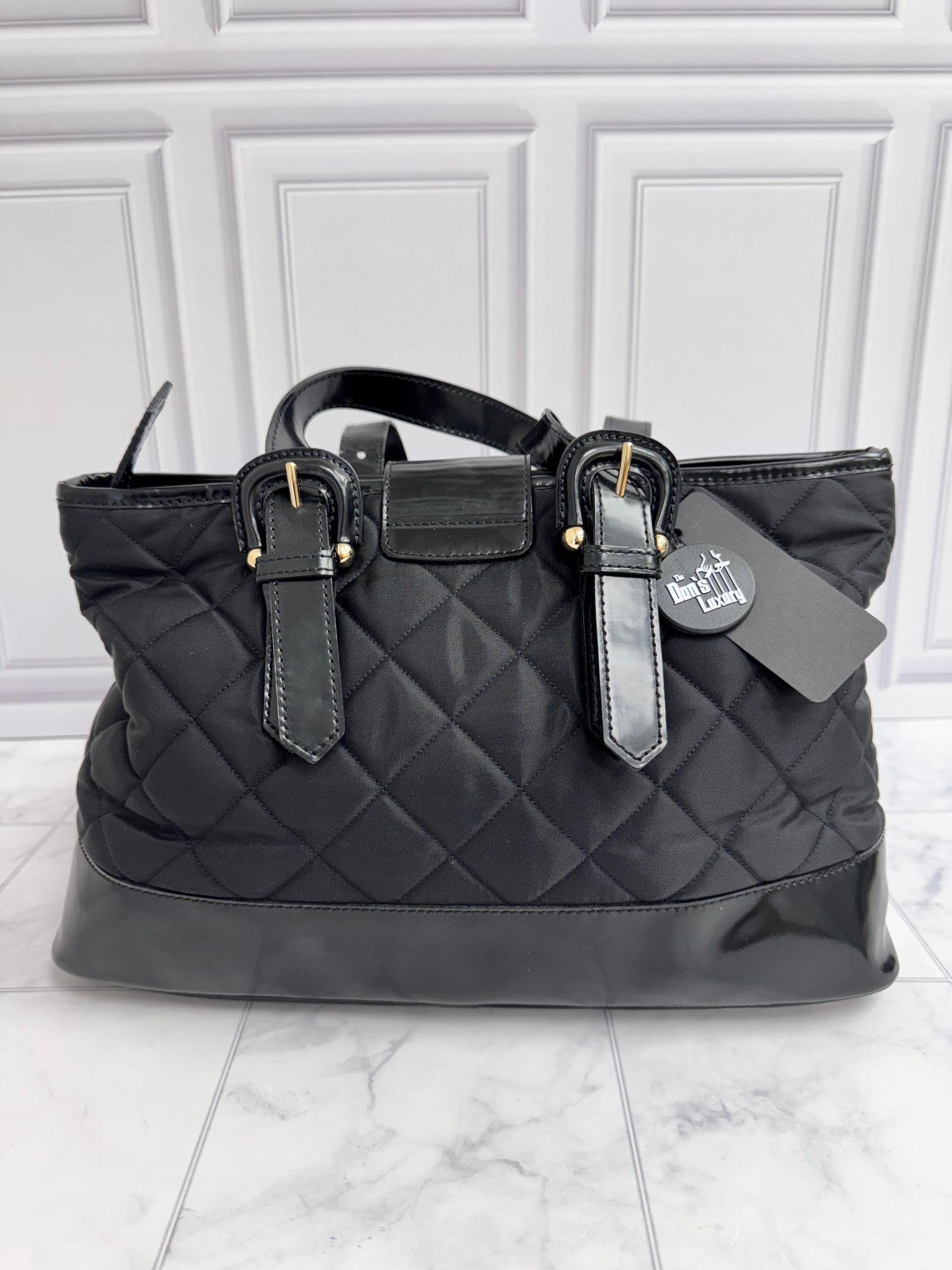 Burberry Black Quilted Nylon Manor Tote Bag