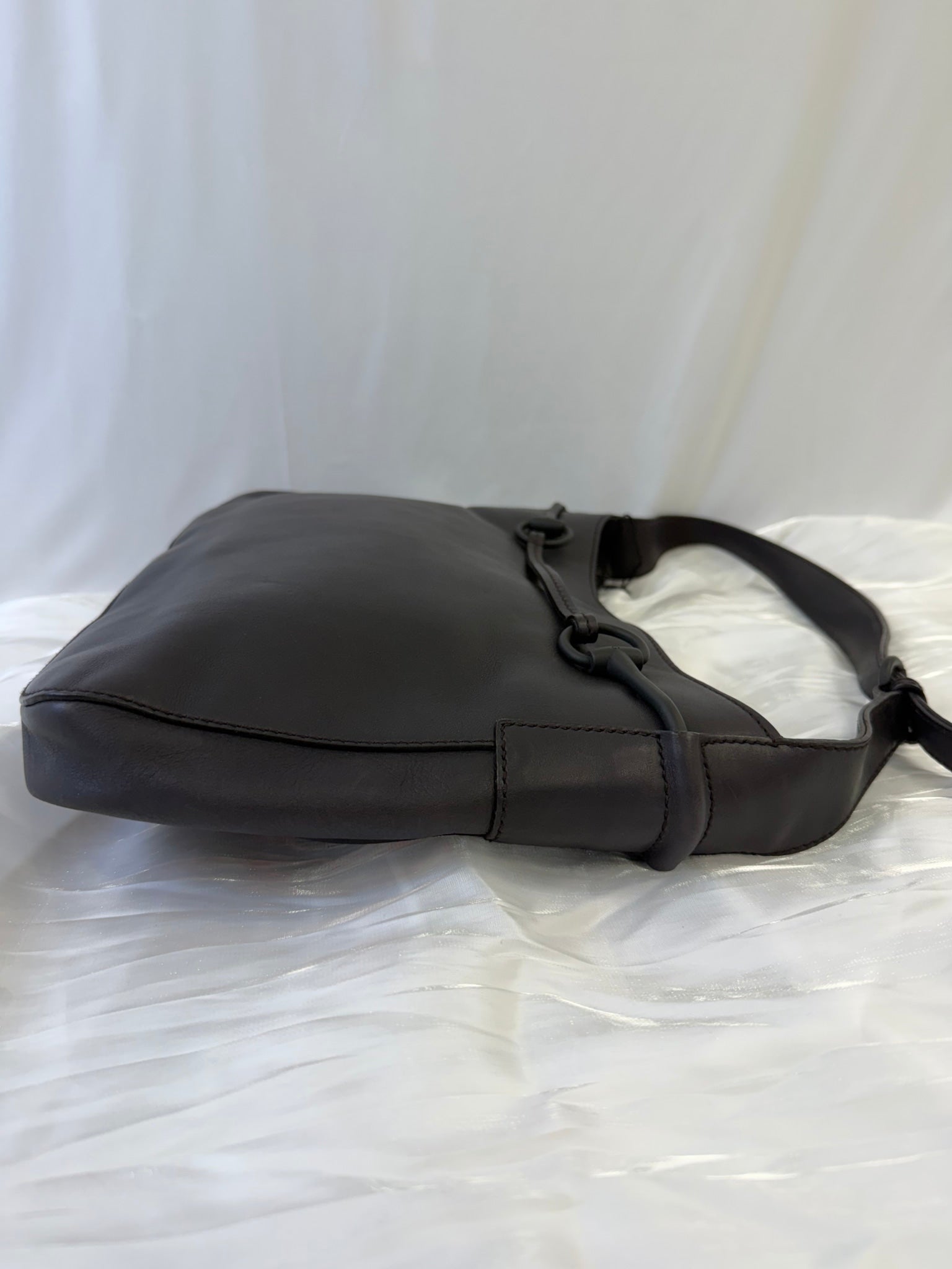 Gucci Black Leather Horsebit Shoulder Bag