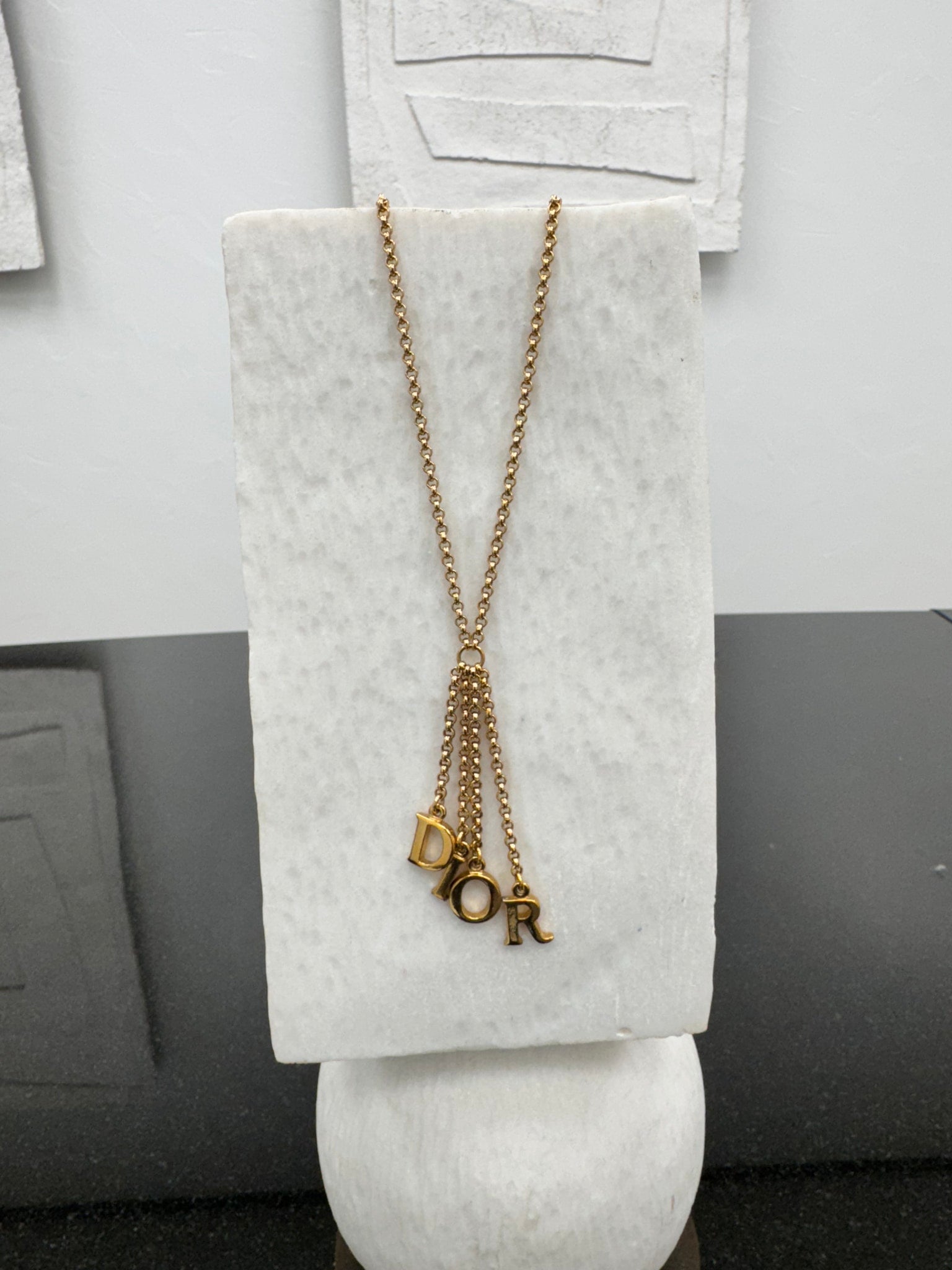 Christian Dior Gold Tone Letters Necklace