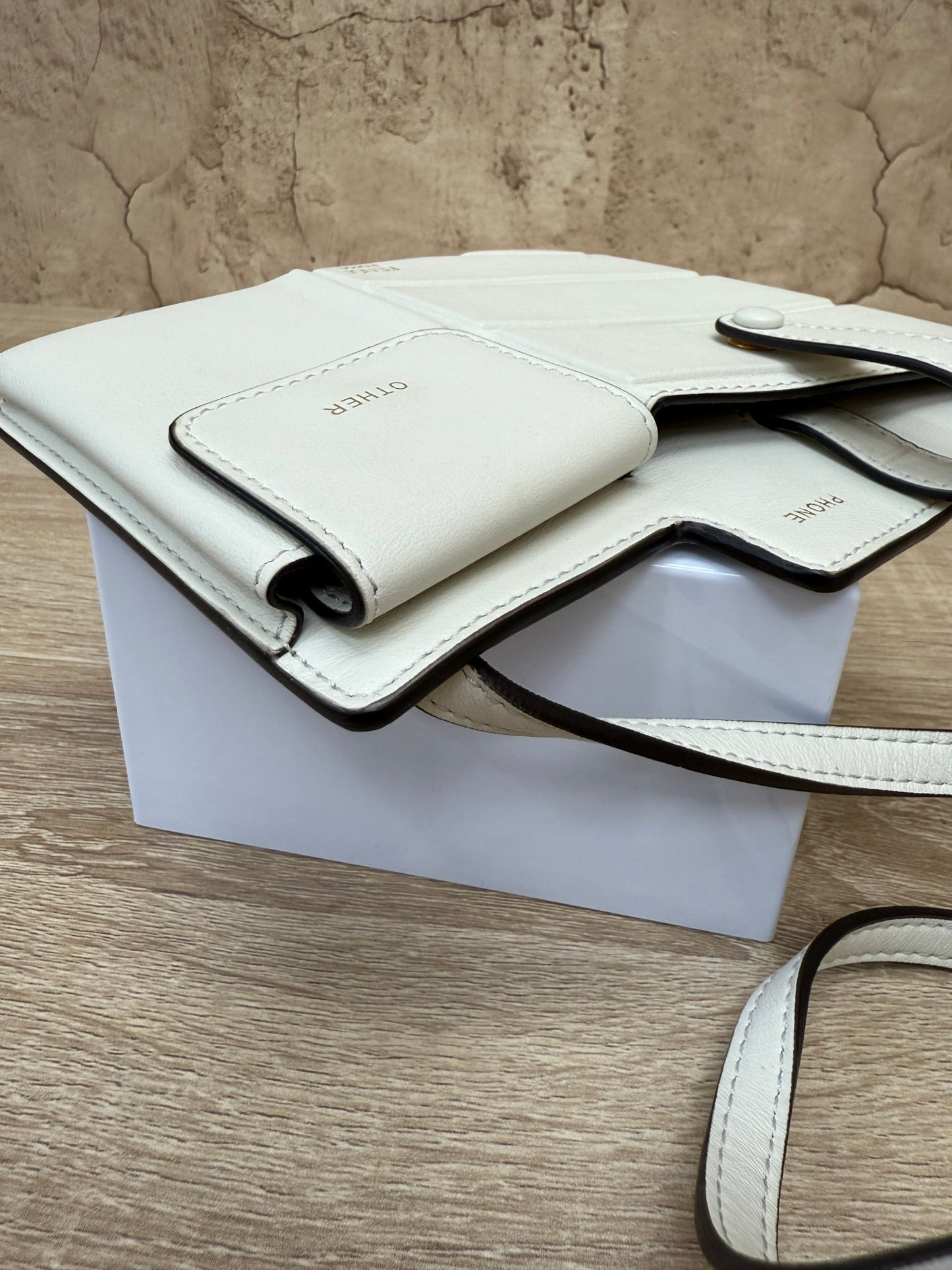 Fendi Ivory Leather Bustine Century Crossbody