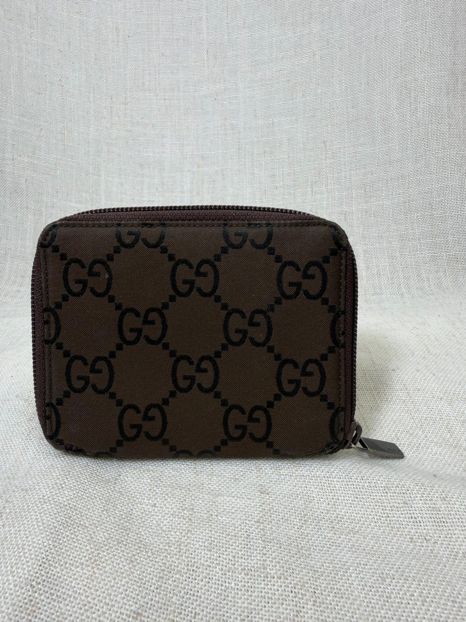 Gucci Brown Nylon Compact Zippy Wallet
