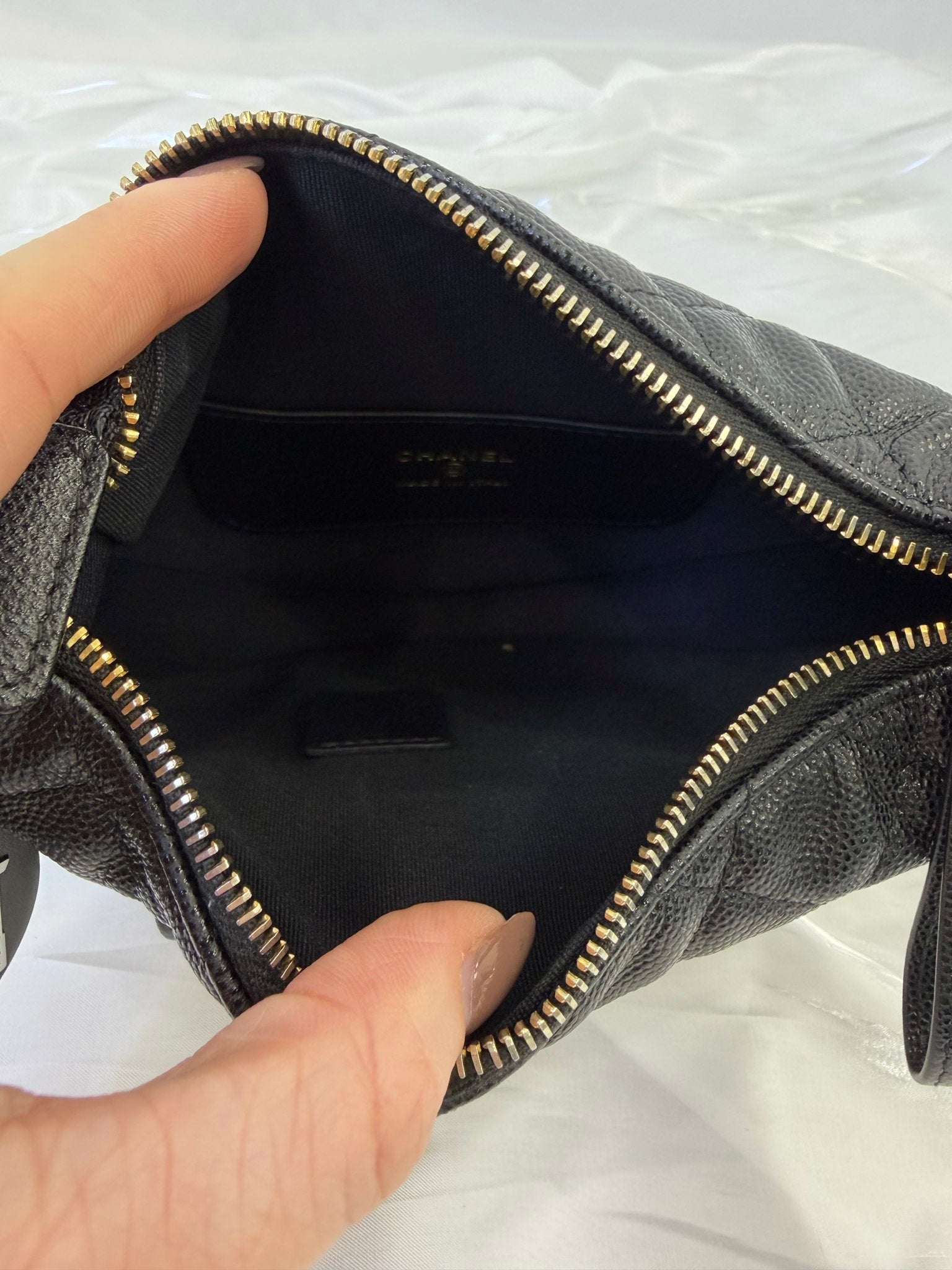 Chanel Black Caviar Leather Polly Pocket Bag