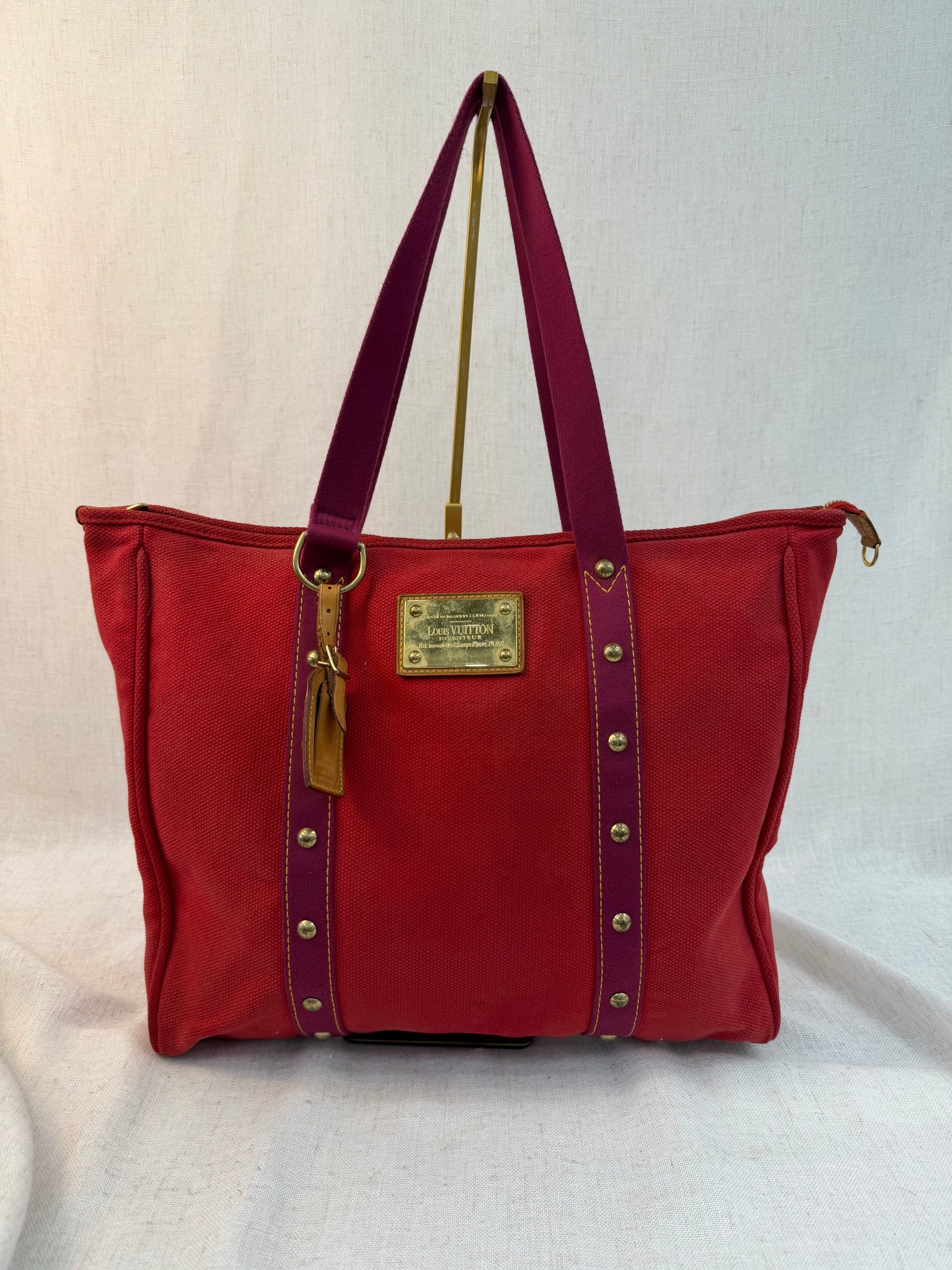 Louis Vuitton Red Canvas Antigua Cabas GM Tote Bag
