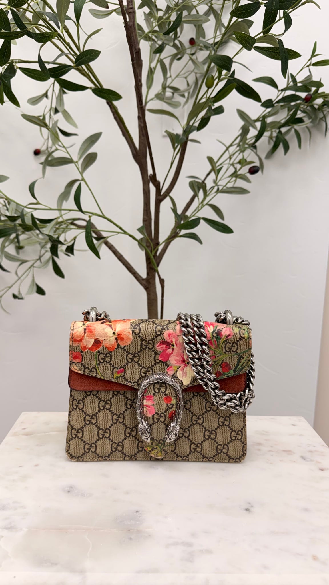 Gucci GG Supreme Blooms Dionysus Mini Chain Shoulder Bag