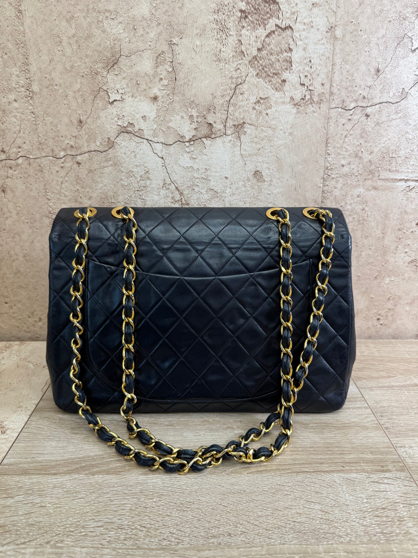 Chanel Black Quilted Lambskin XL Jumbo Single Flap Bag