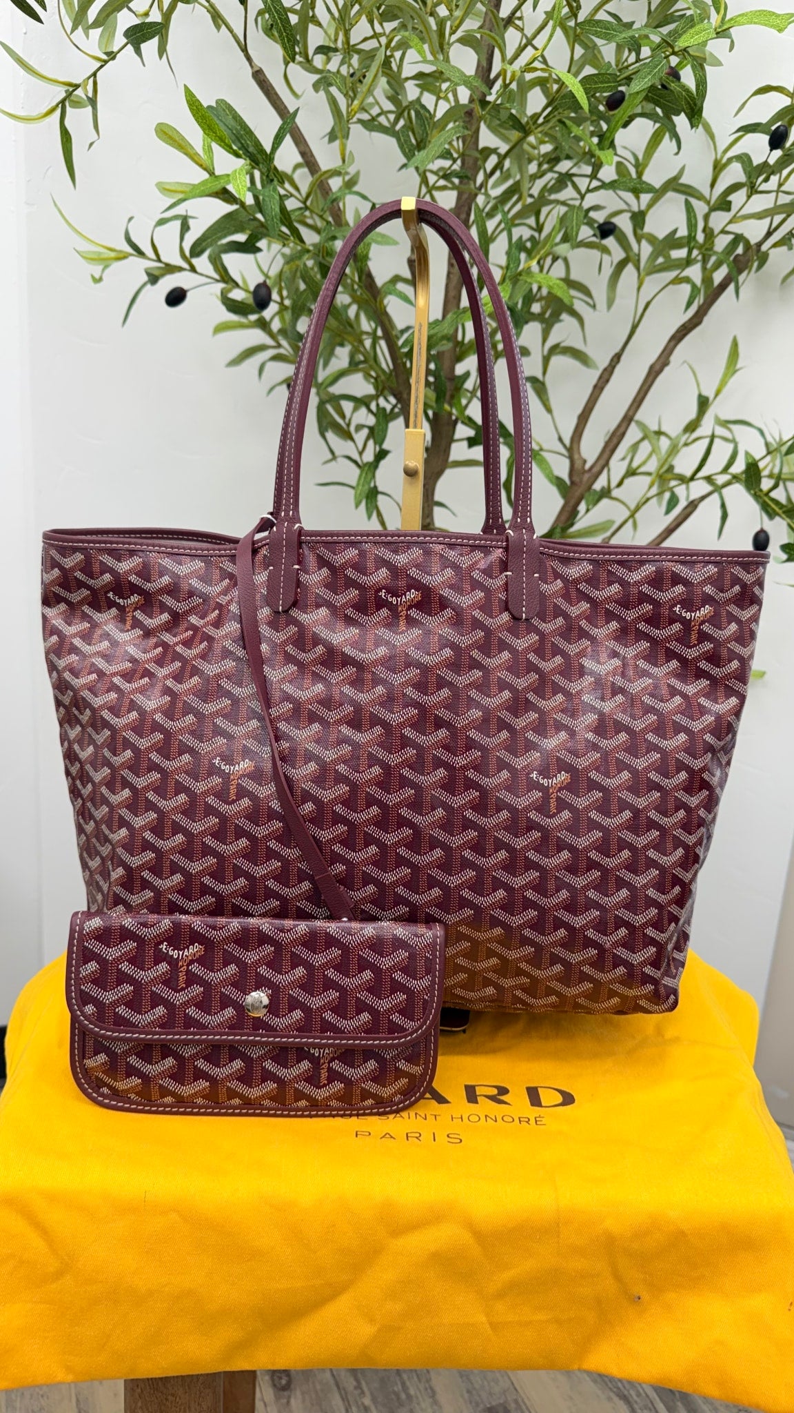 Goyard Burgundy Goyardine Canvas Saint Louis PM Tote Bag