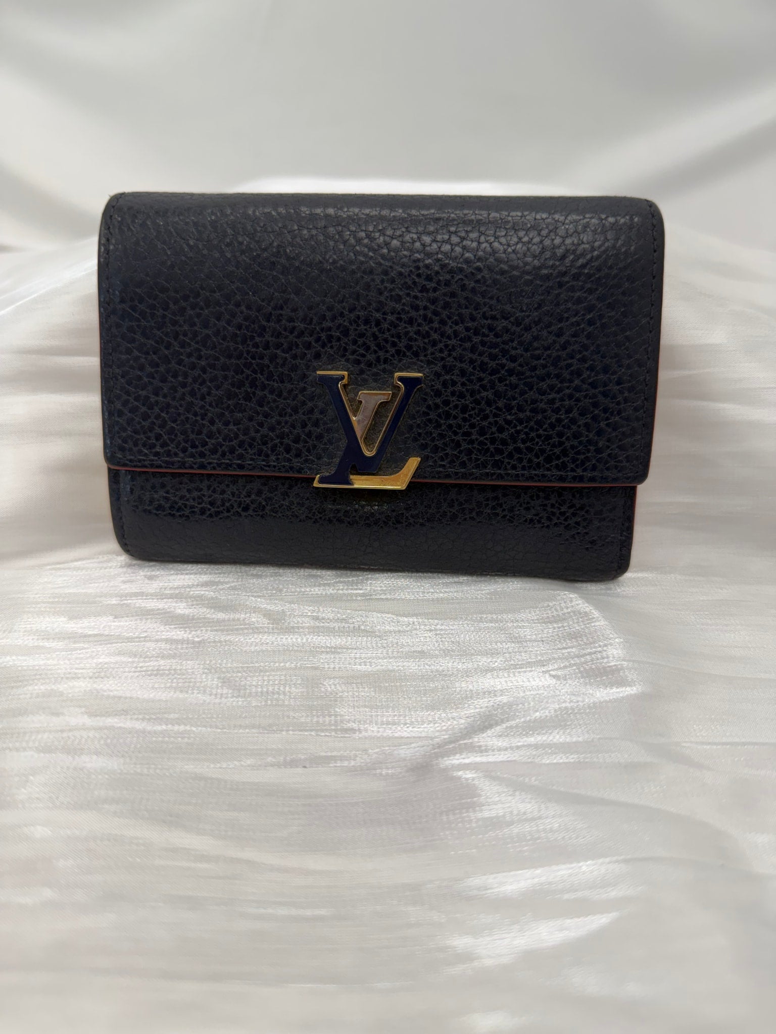 Louis Vuitton Blue Taurillon Leather Capucines Compact Wallet