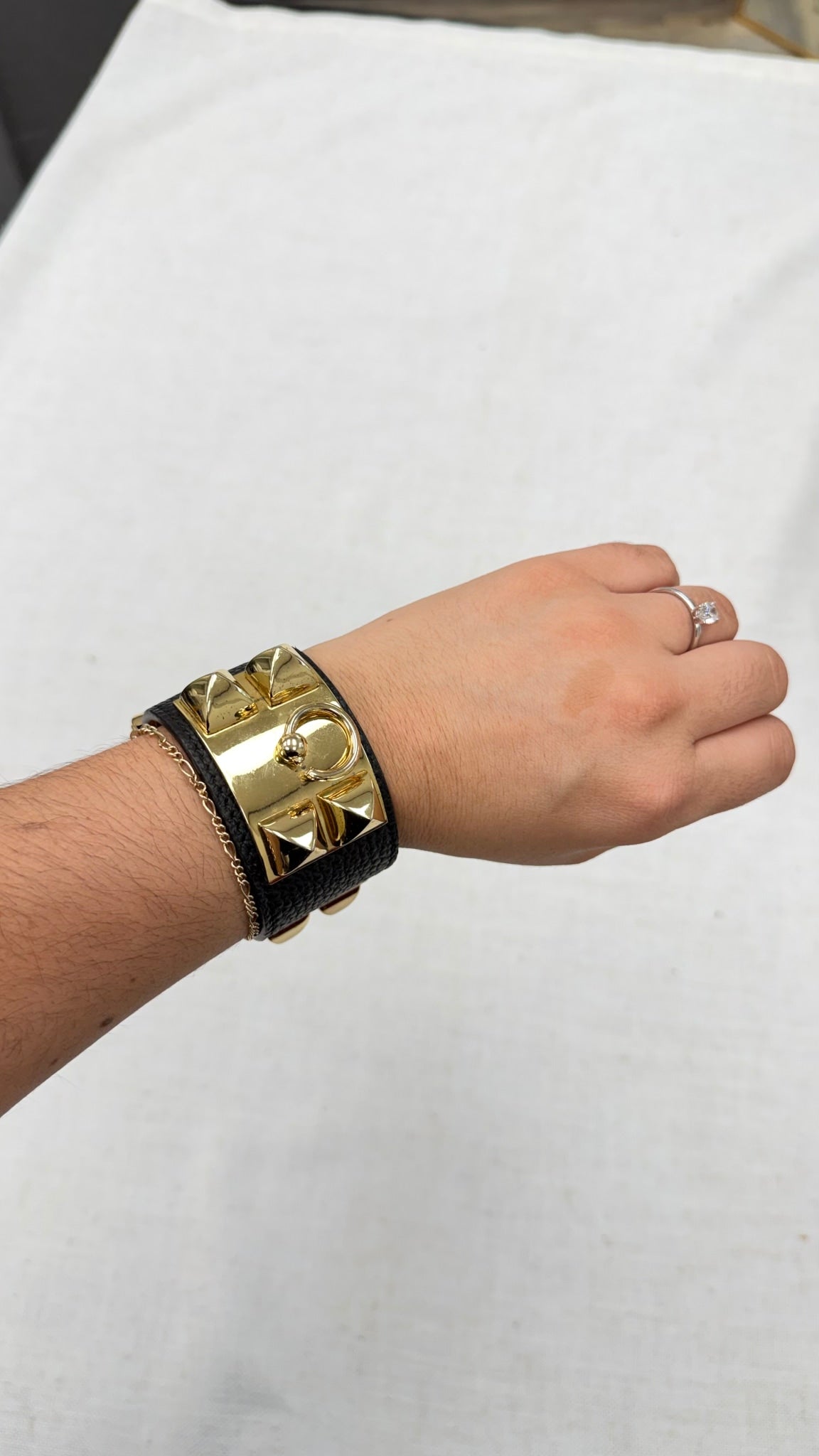 Hermes Black Leather Collier De Chien Bracelet