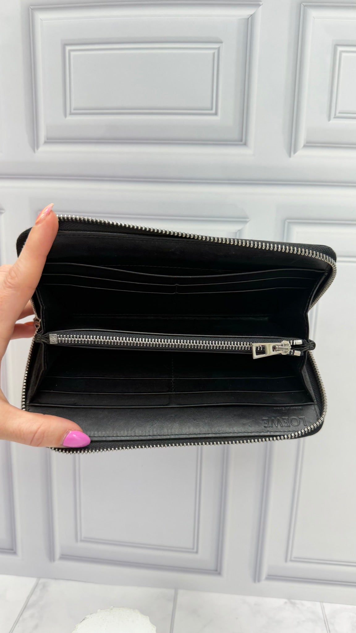 Loewe Black Embossed Anagram Leather Zippy Wallet