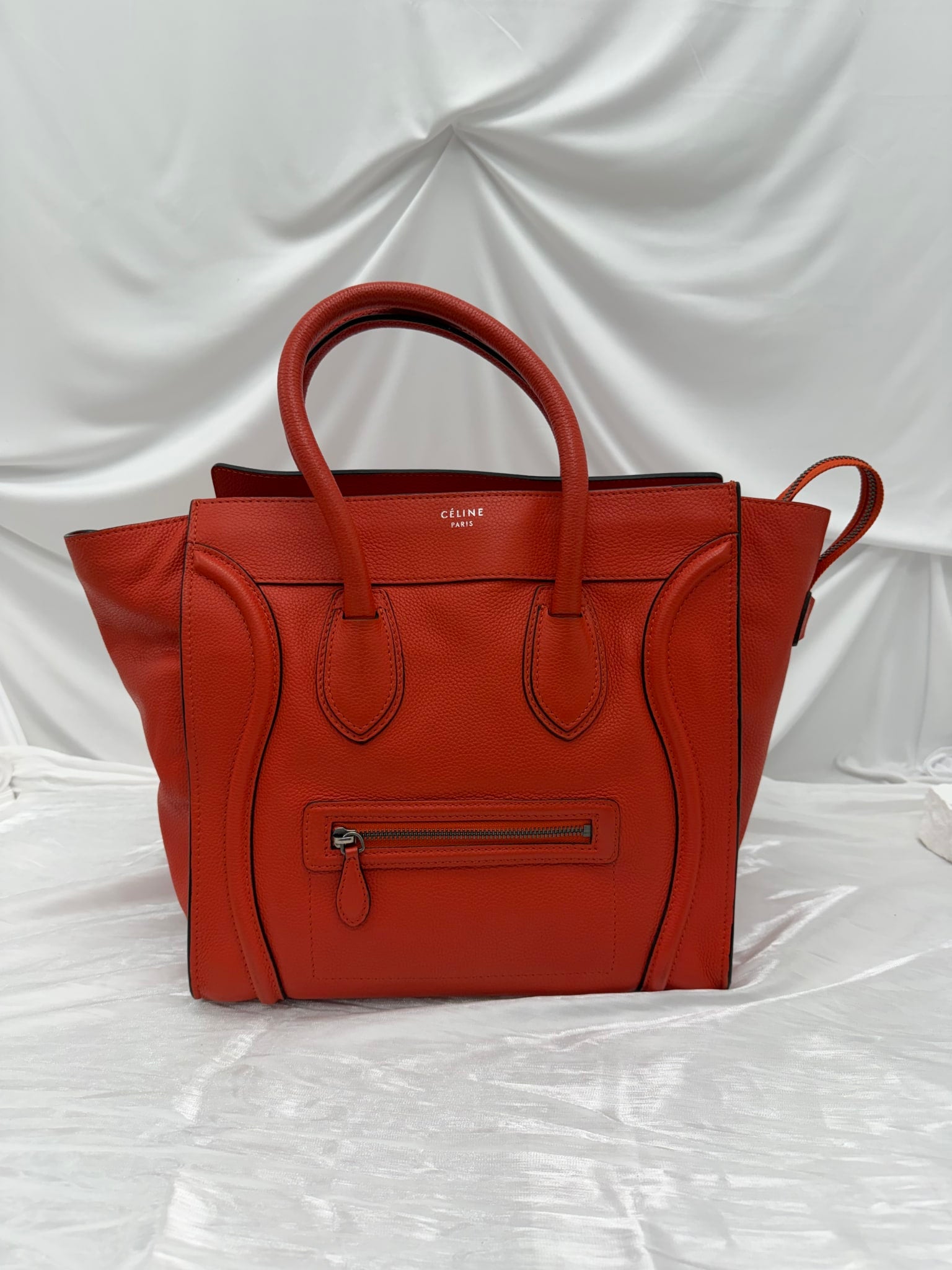 Celine Orange Leather Mini Luggage Handbag