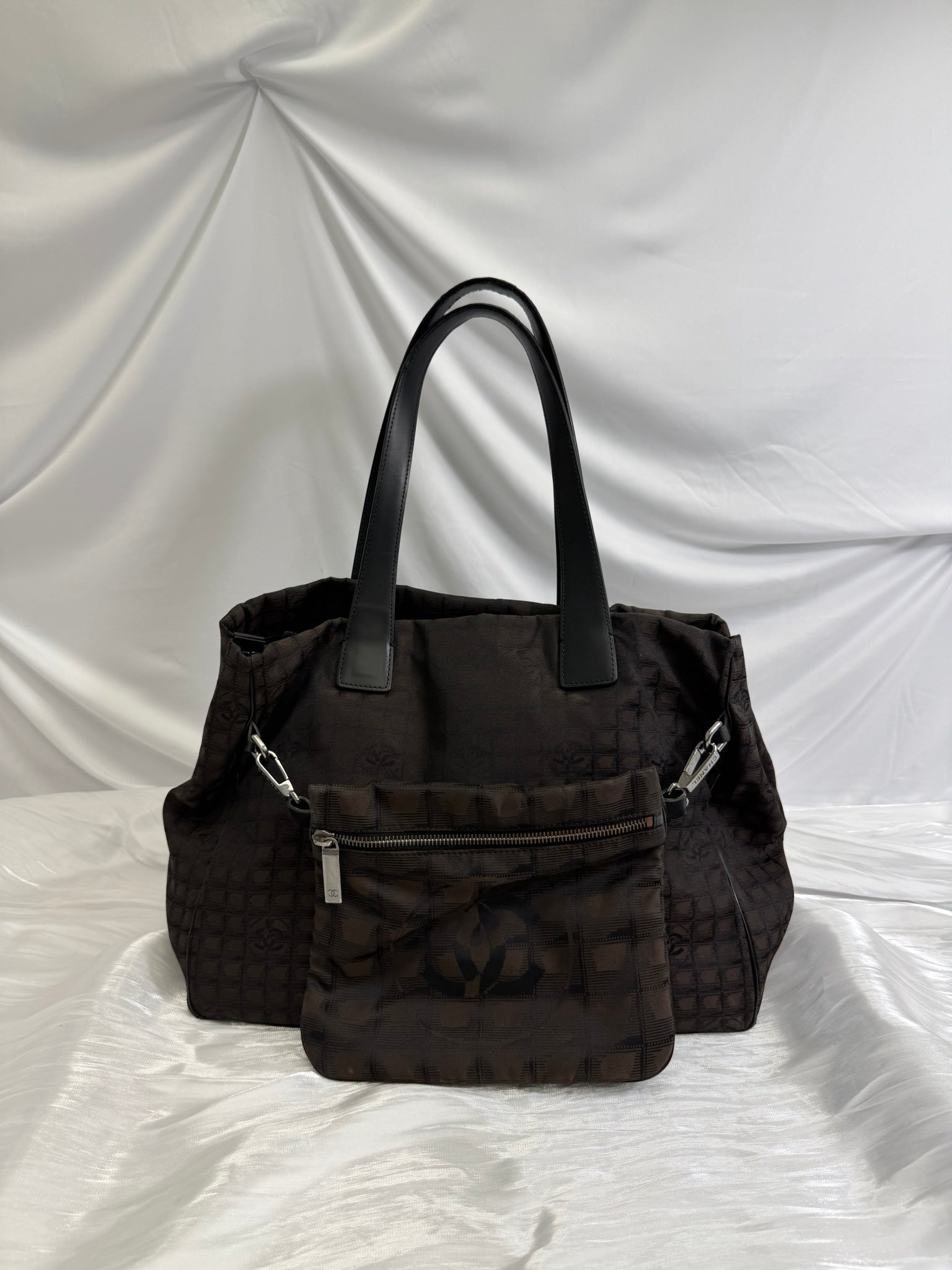 Chanel Dark Brown Nylon Travel Line Tote