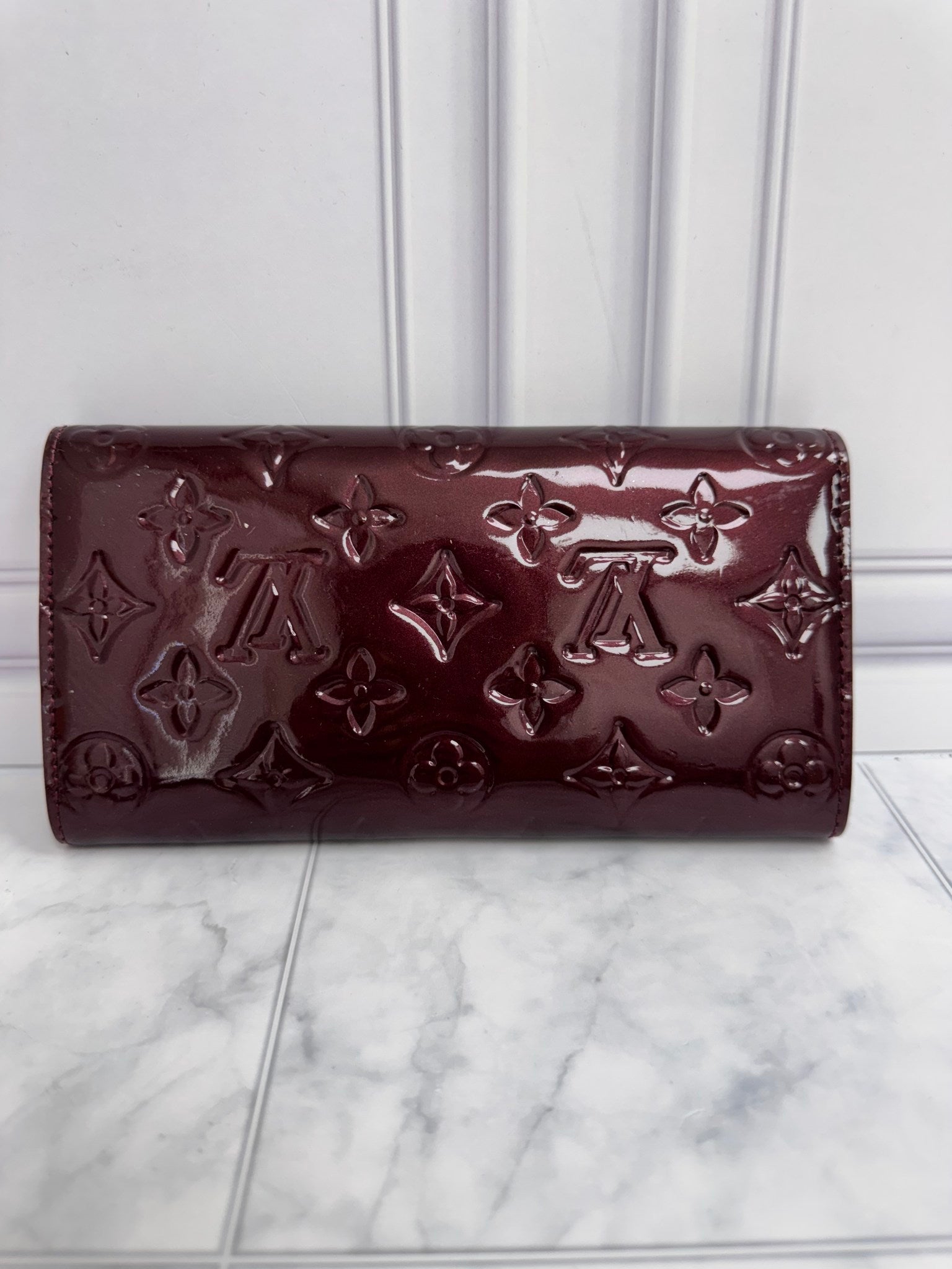 Louis Vuitton Burgundy Vernis Sarah Long Wallet