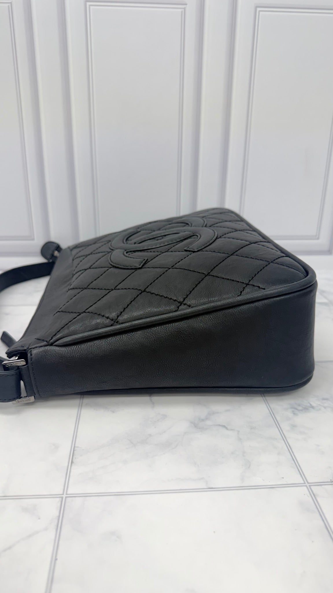 Chanel Black Calfskin Leather Timeless CC Shoulder Bag